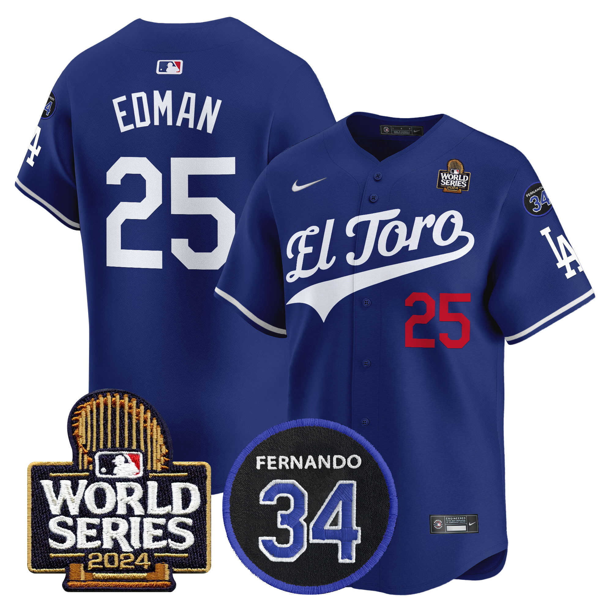 Men's Dodgers El Toro 2024 World Series Patch Vapor Premier Limited Jersey - All Stitched - Image 19