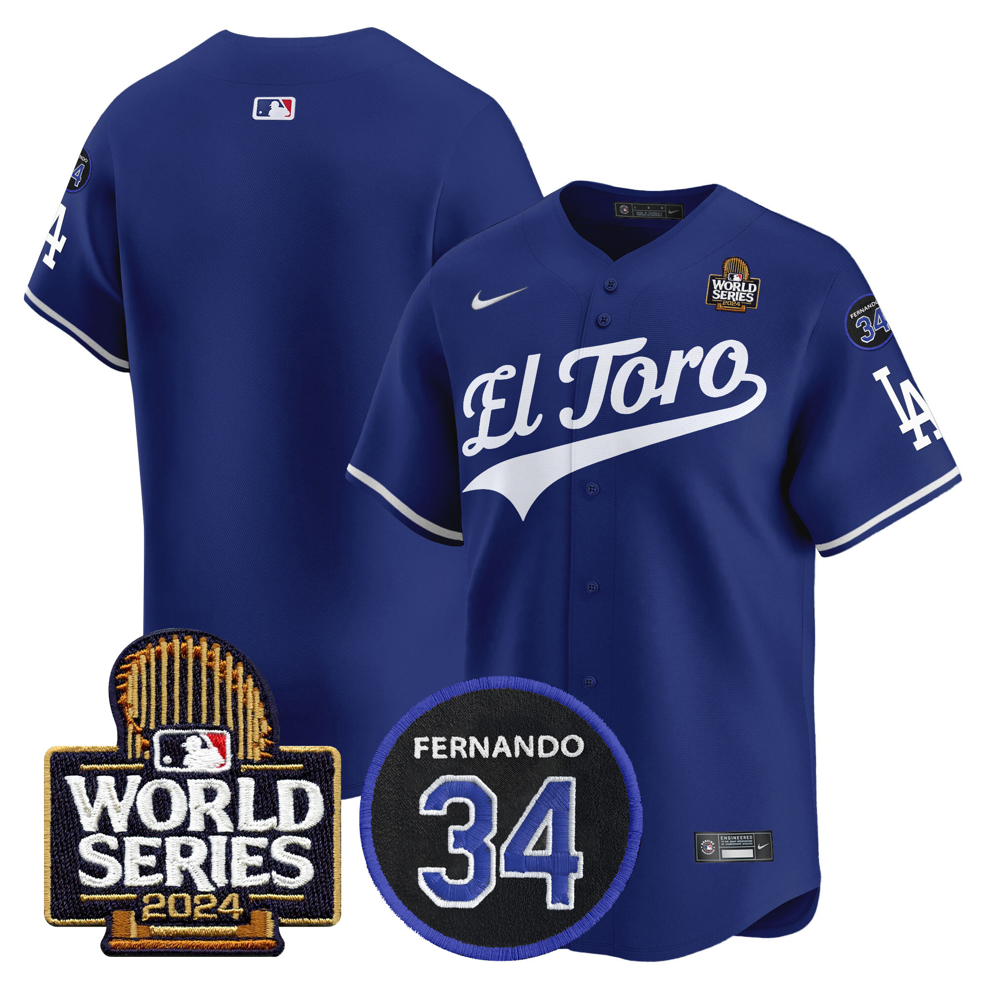 Men's Dodgers El Toro 2024 World Series Patch Vapor Premier Limited Jersey - All Stitched - Image 20