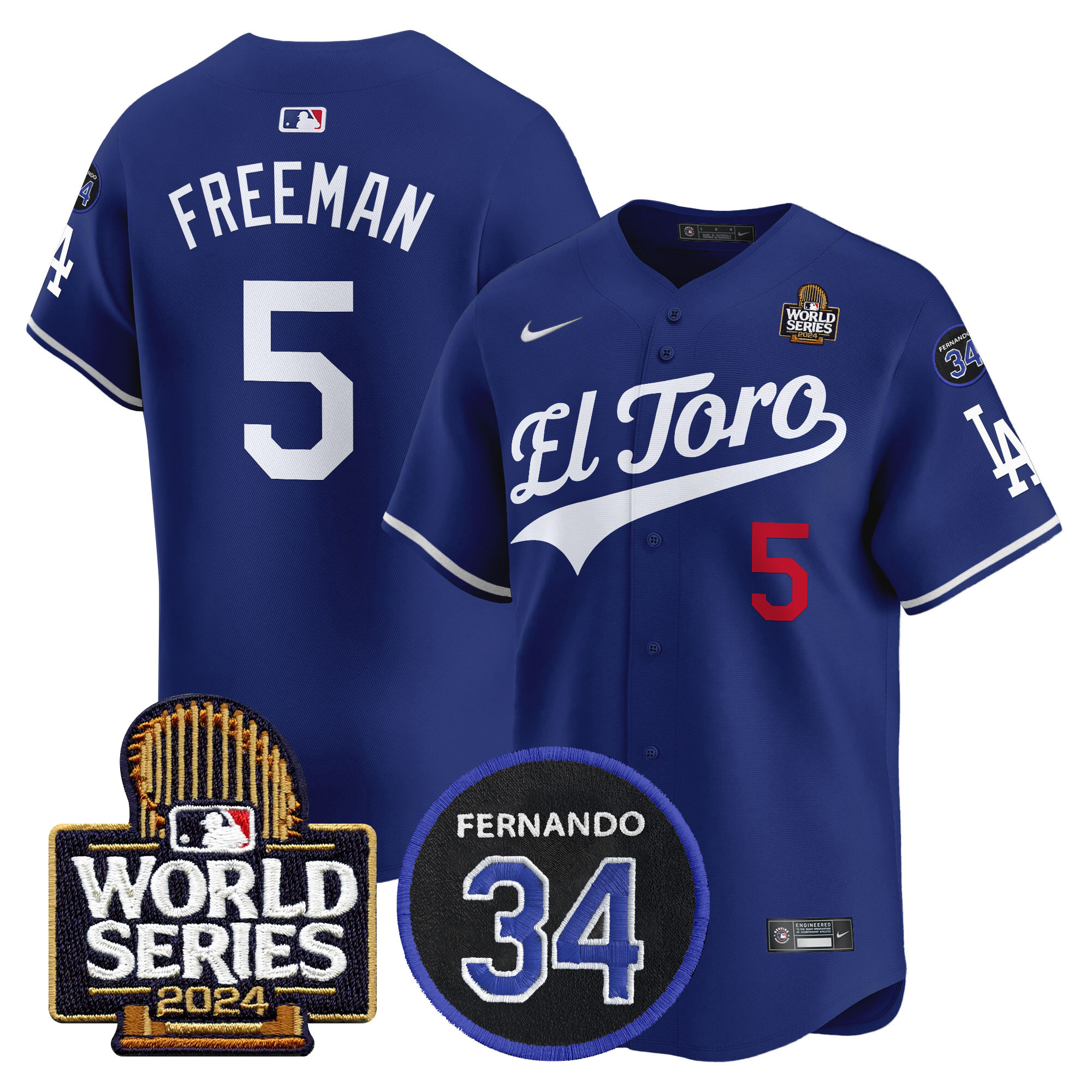 Men's Dodgers El Toro 2024 World Series Patch Vapor Premier Limited Jersey - All Stitched - Image 13