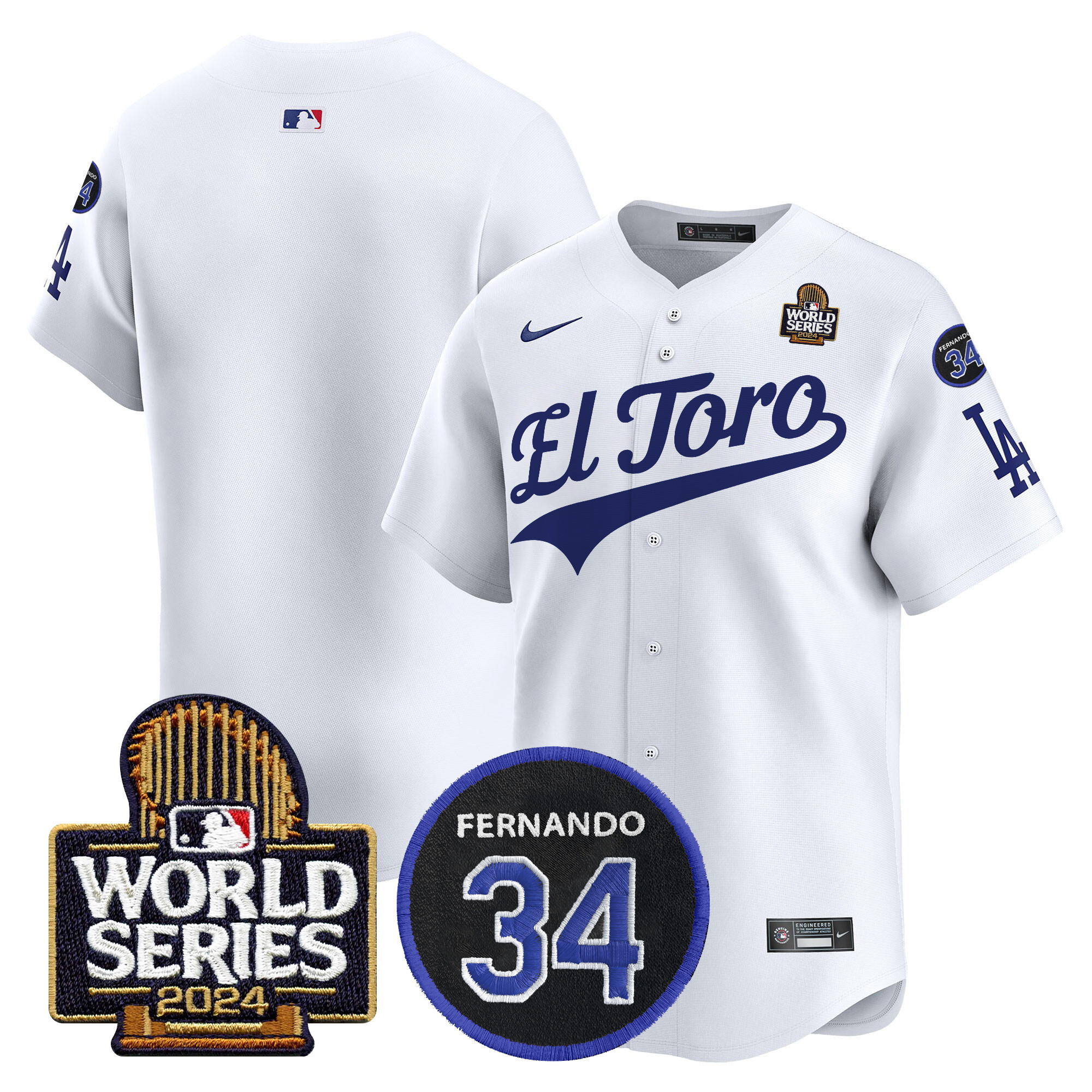Men's Dodgers El Toro 2024 World Series Patch Vapor Premier Limited Jersey - All Stitched - Image 10