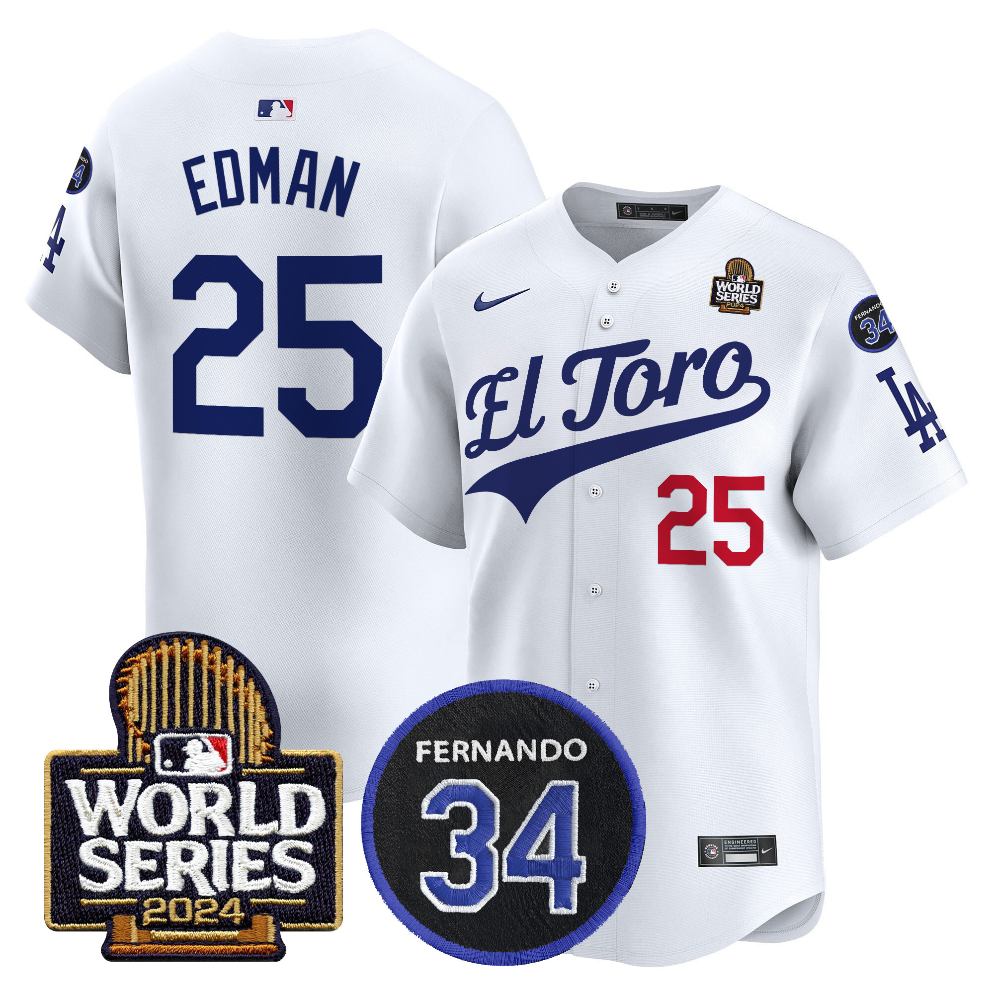 Men's Dodgers El Toro 2024 World Series Patch Vapor Premier Limited Jersey - All Stitched - Image 9