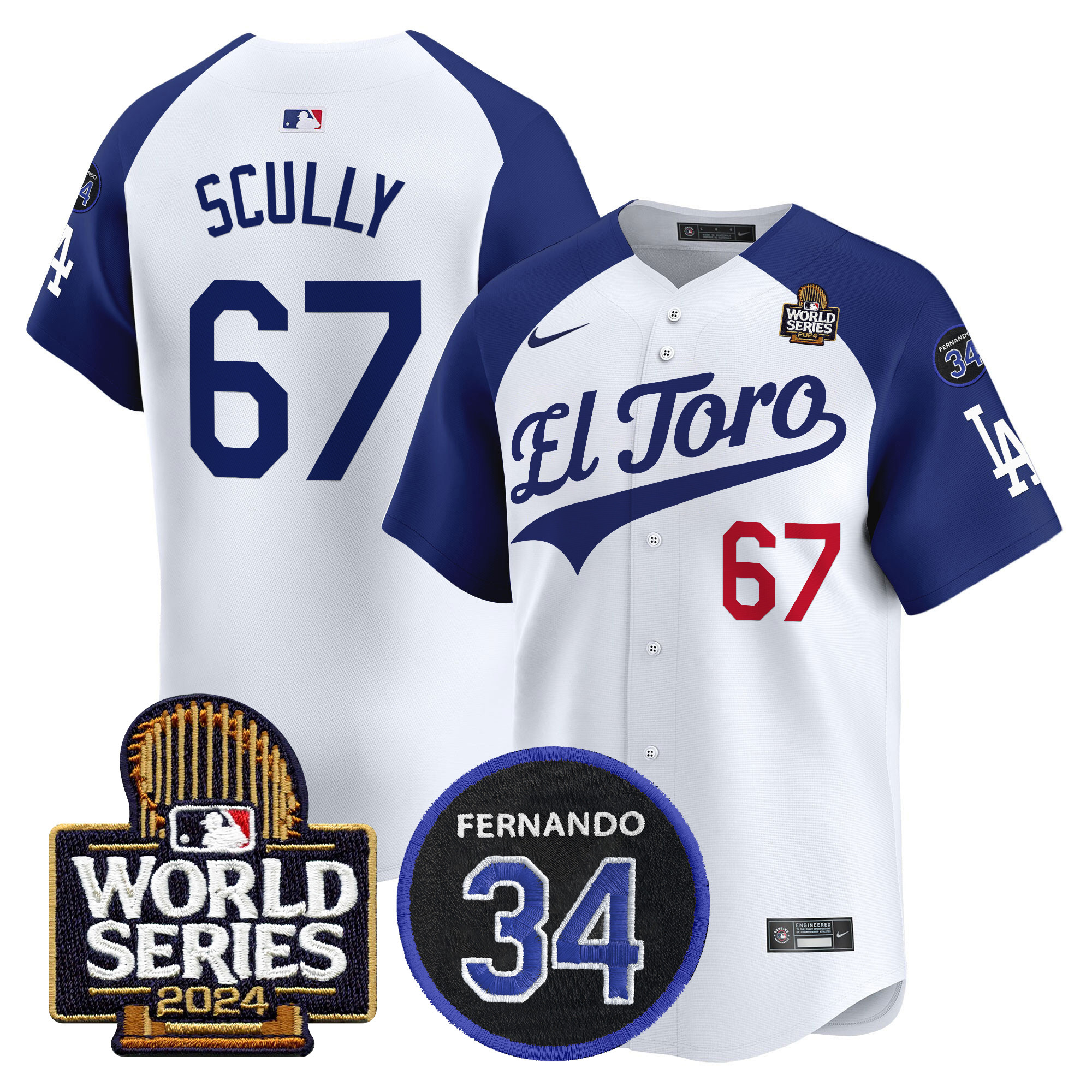 Men's Dodgers El Toro 2024 World Series Patch Vapor Premier Limited Jersey - All Stitched - Image 26