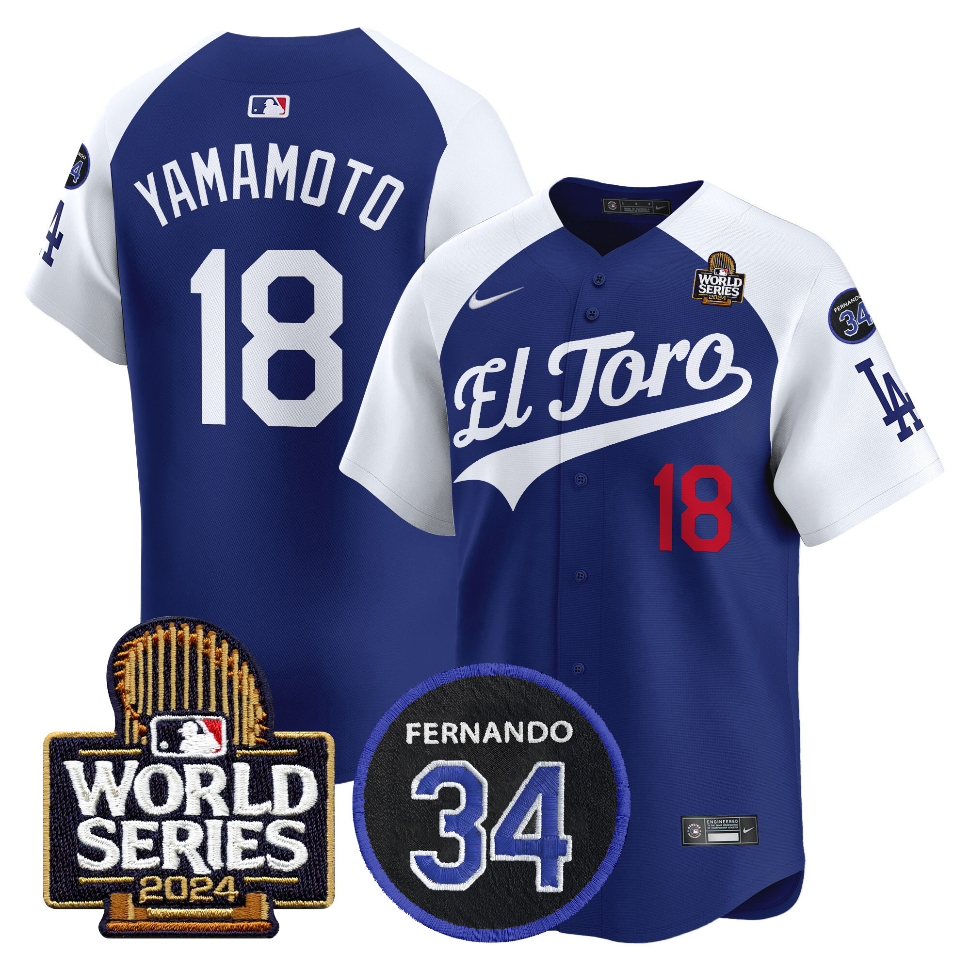 Men's Dodgers El Toro 2024 World Series Patch Vapor Premier Limited Jersey - All Stitched - Image 38