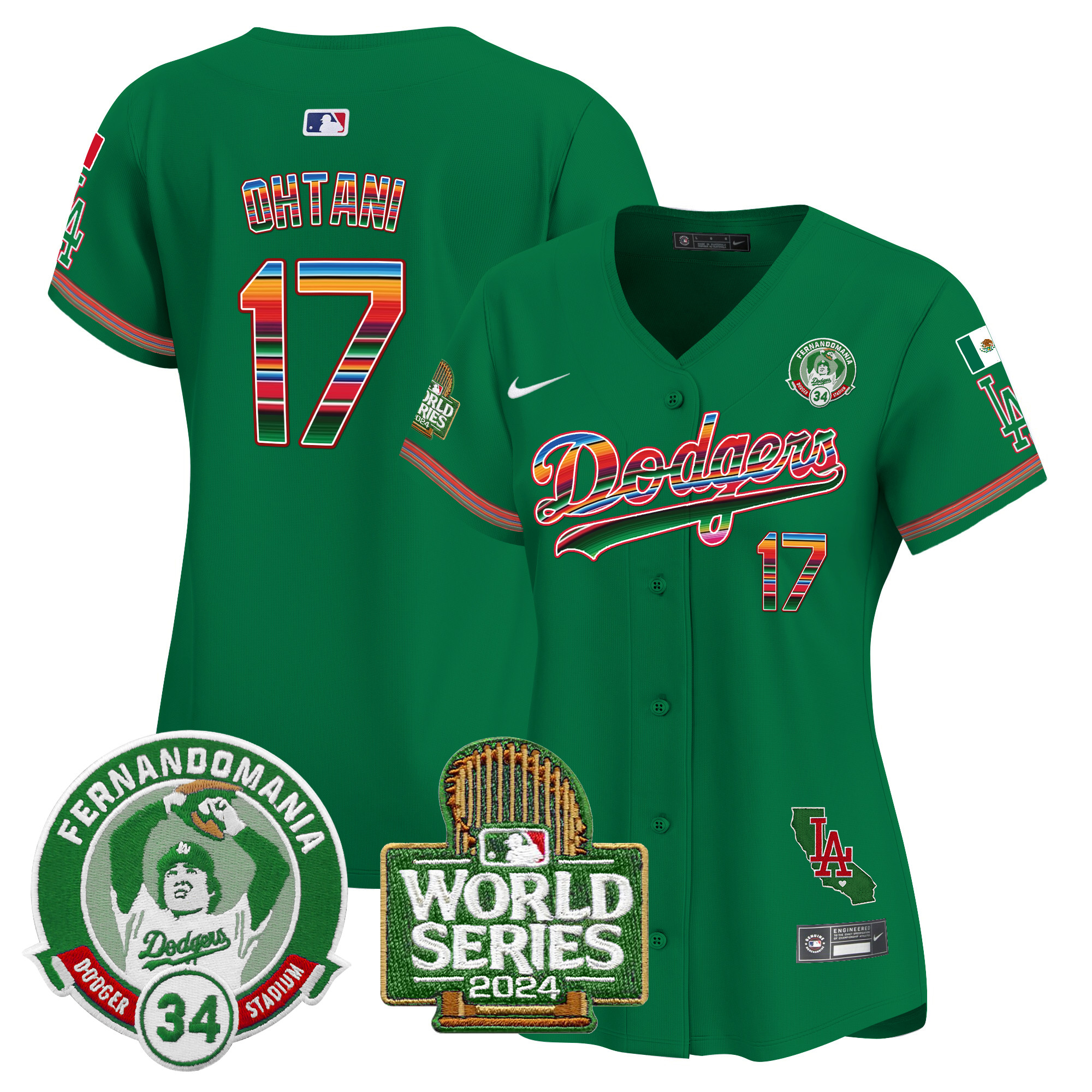 Women's Dodgers Mexico Fernando Valenzuela & 2024 World Series Patch Vapor Premier Limited Jersey - All Stitched - Image 38
