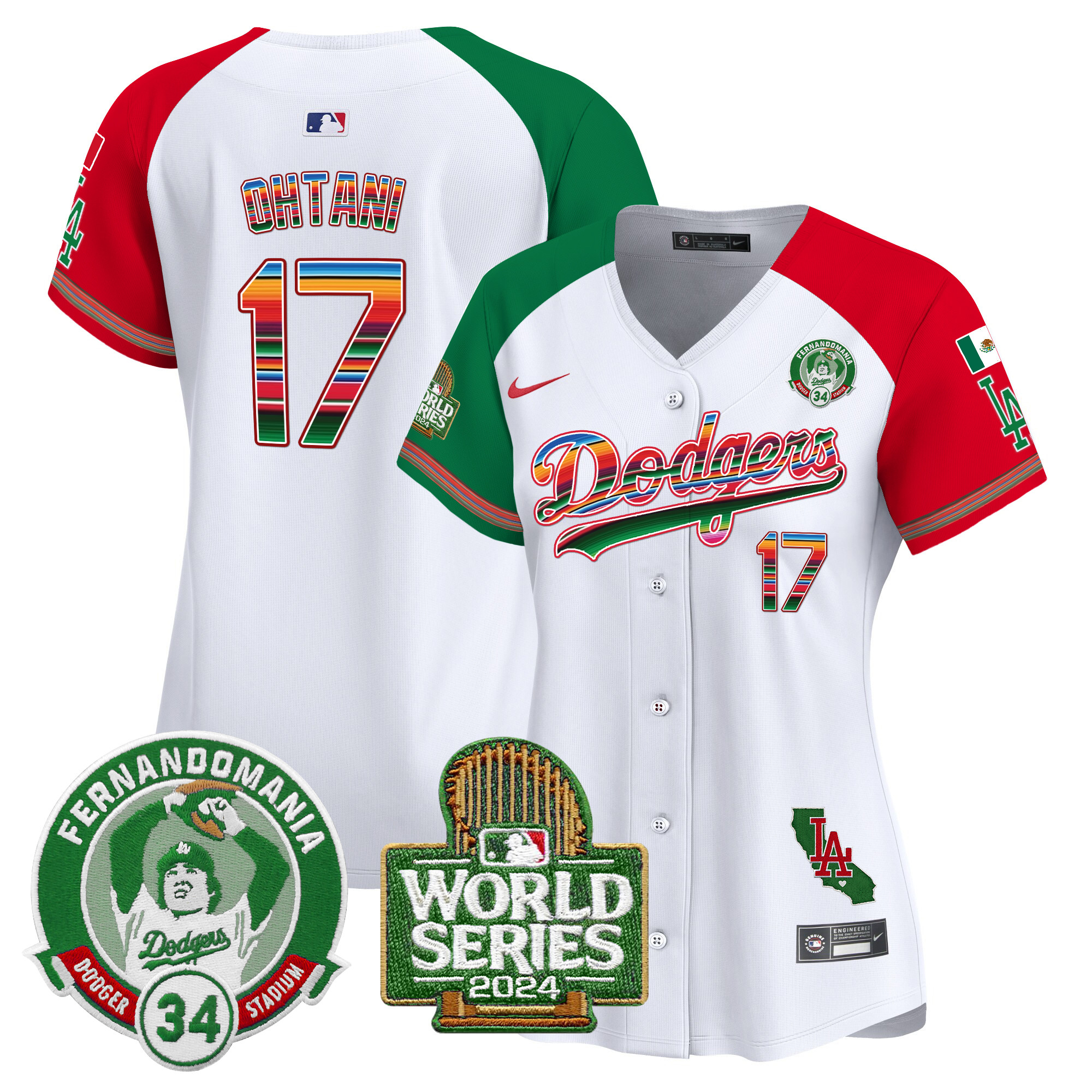 Women's Dodgers Mexico Fernando Valenzuela & 2024 World Series Patch Vapor Premier Limited Jersey - All Stitched - Image 29