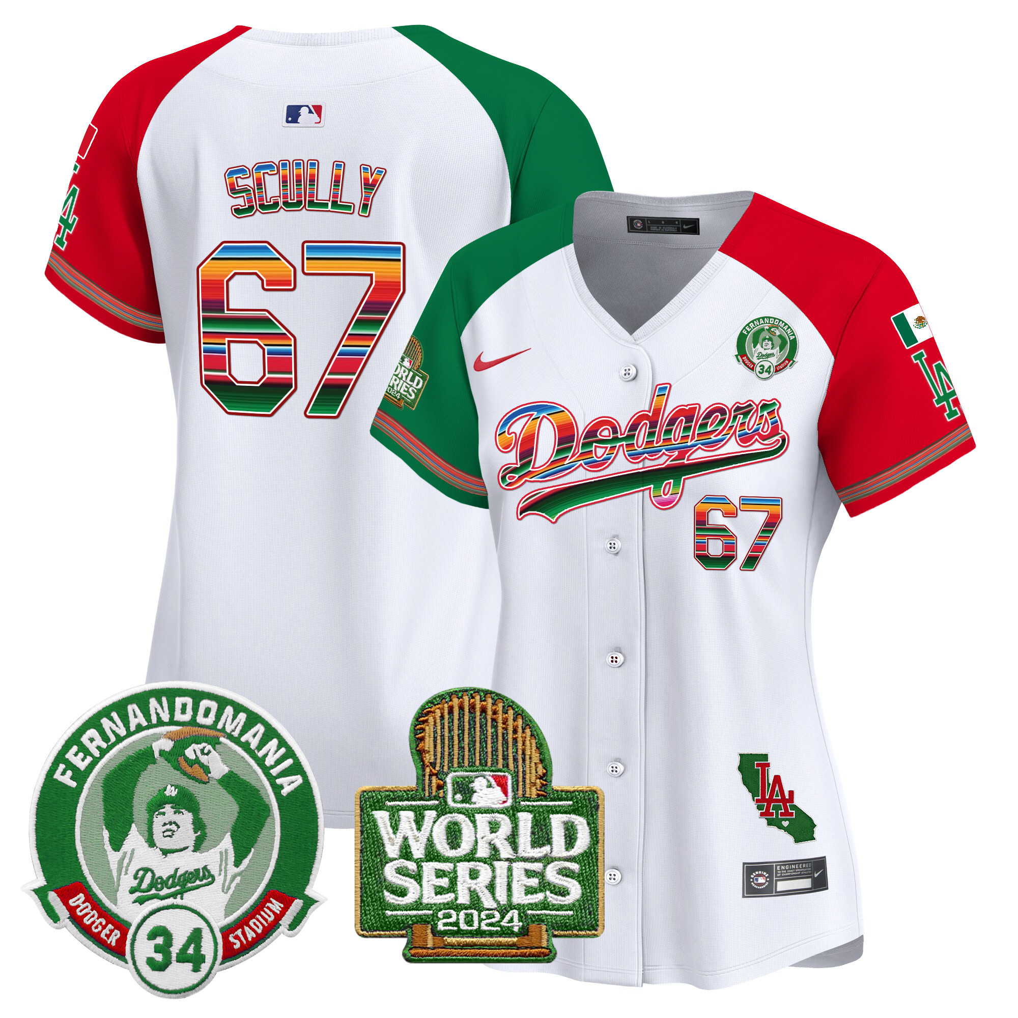 Women's Dodgers Mexico Fernando Valenzuela & 2024 World Series Patch Vapor Premier Limited Jersey - All Stitched - Image 33