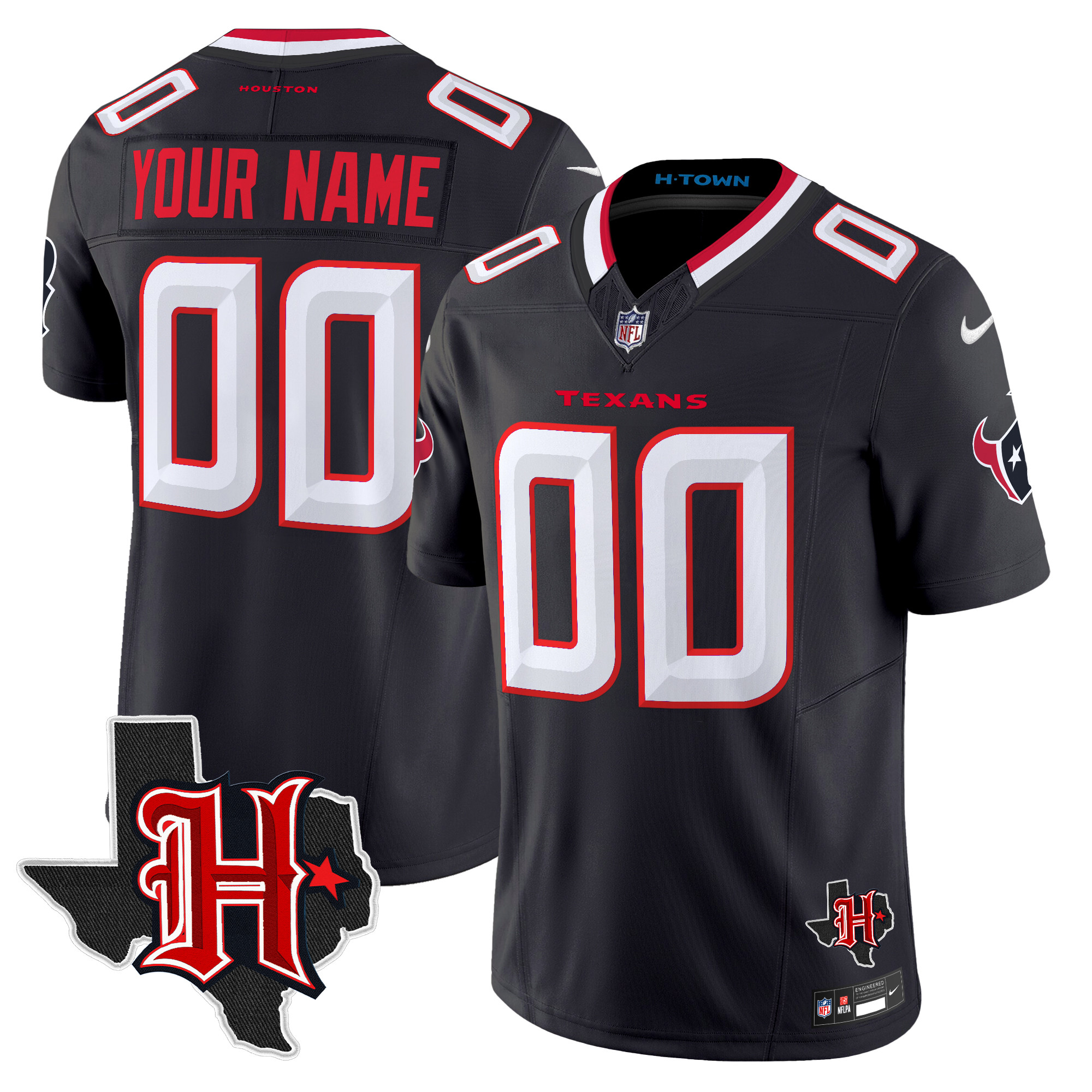 Houston Texans 2024 Texas Patch Vapor Limited Custom Jersey V5 - All Stitched - Image 2