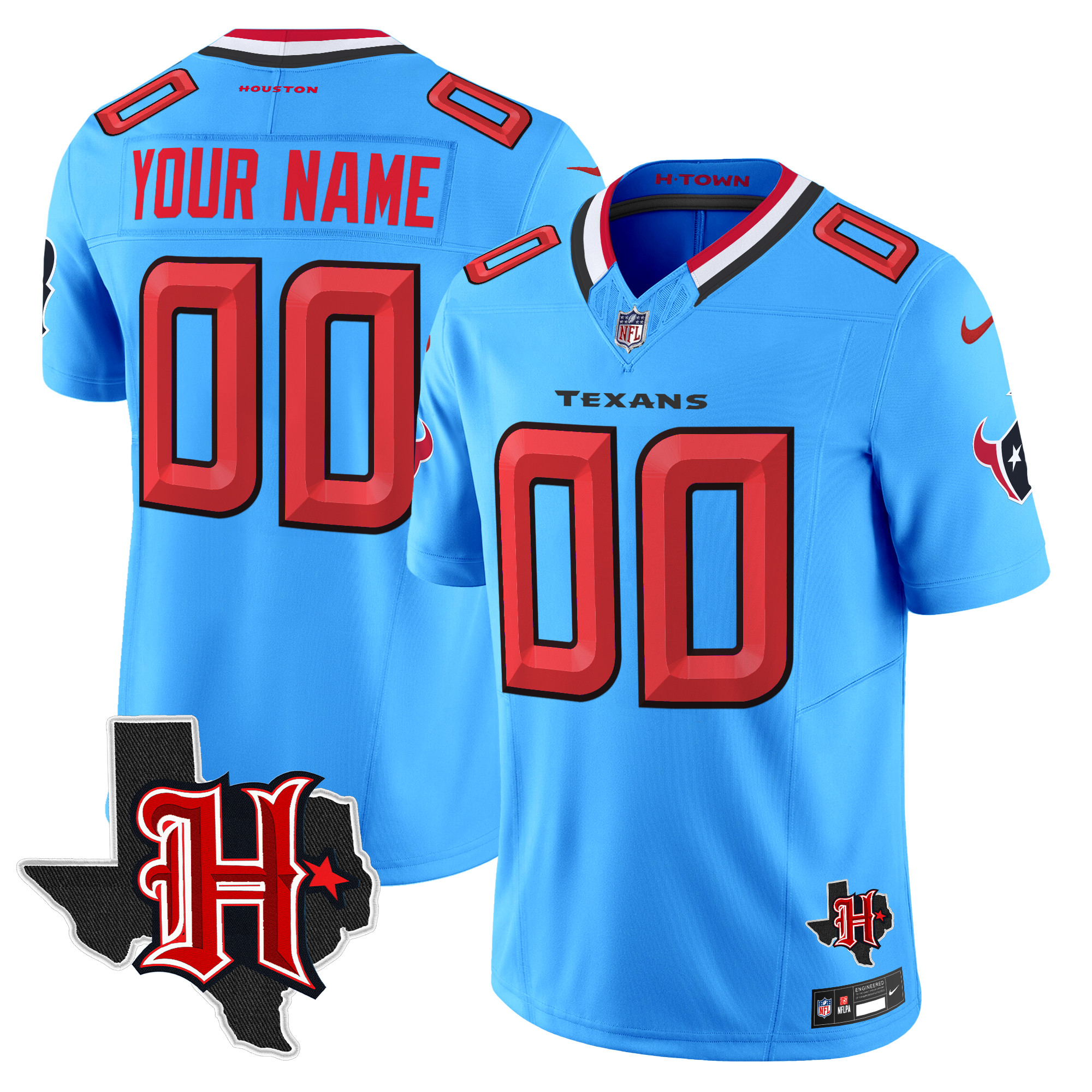 Houston Texans 2024 Texas Patch Vapor Limited Custom Jersey V5 - All Stitched - Image 5