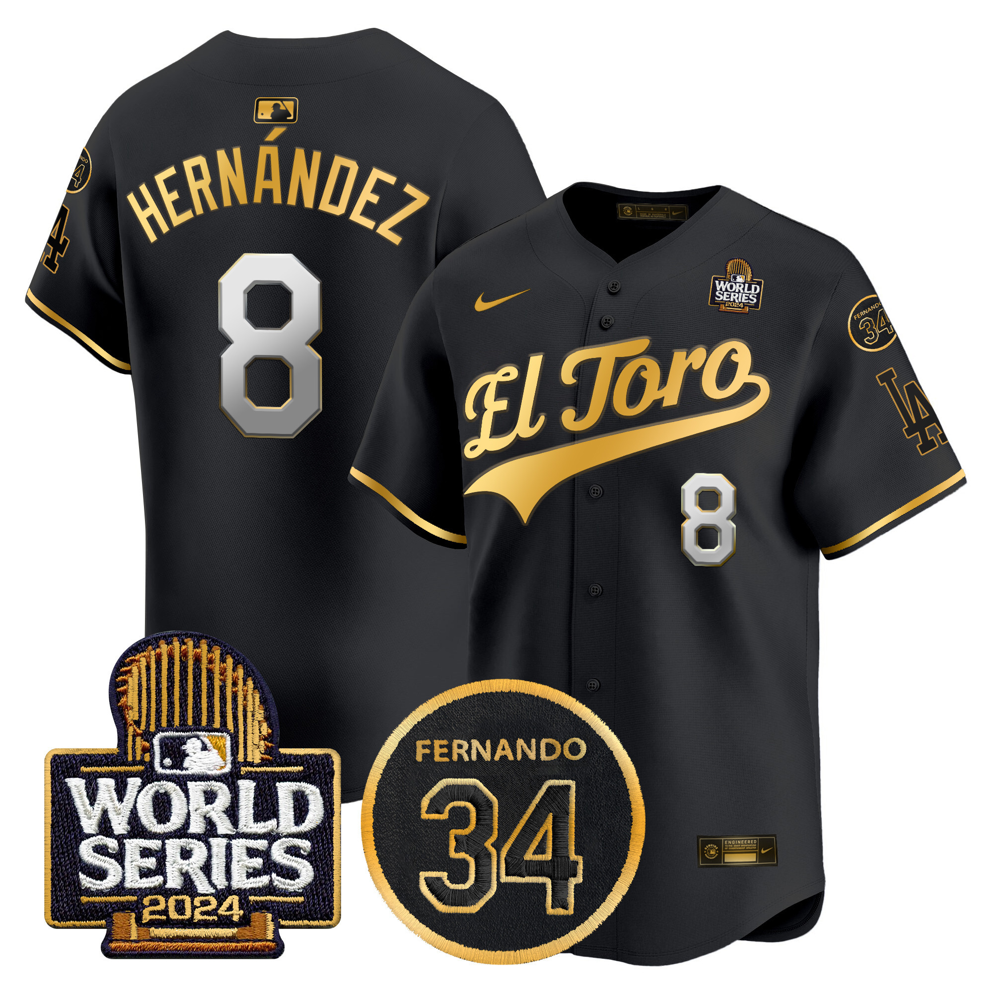 Men's Dodgers El Toro 2024 World Series Patch Vapor Premier Limited Jersey - All Stitched - Image 47