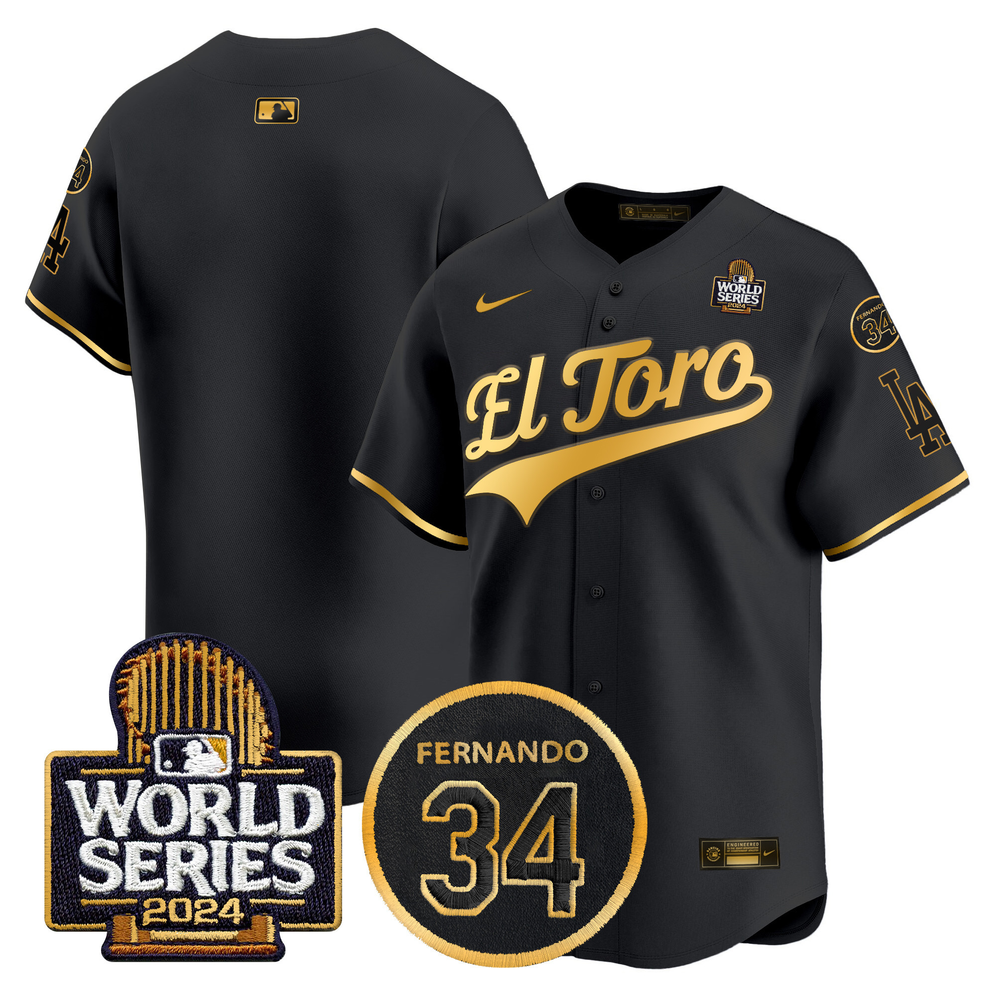 Men's Dodgers El Toro 2024 World Series Patch Vapor Premier Limited Jersey - All Stitched - Image 50