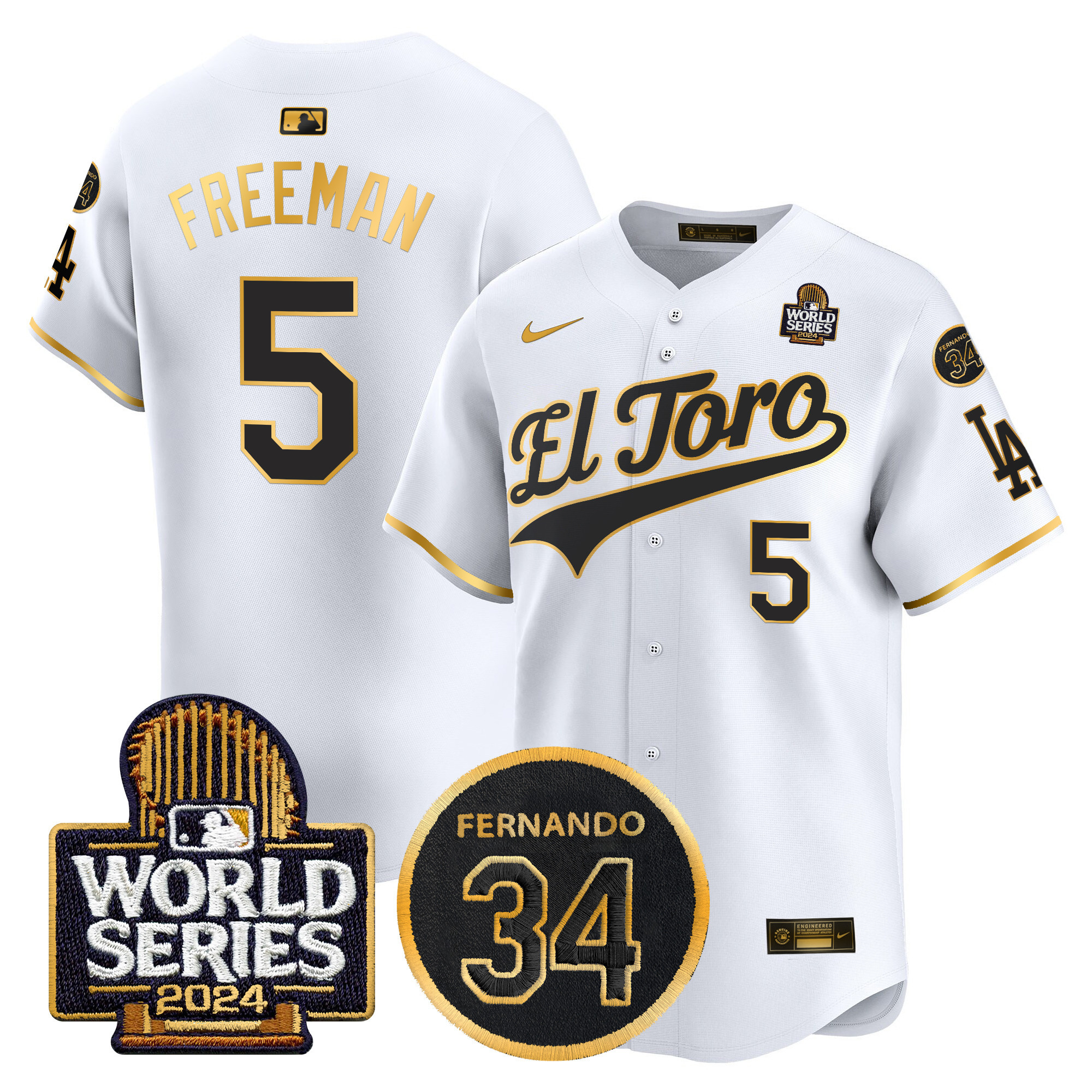 Men's Dodgers El Toro 2024 World Series Patch Vapor Premier Limited Jersey - All Stitched - Image 53