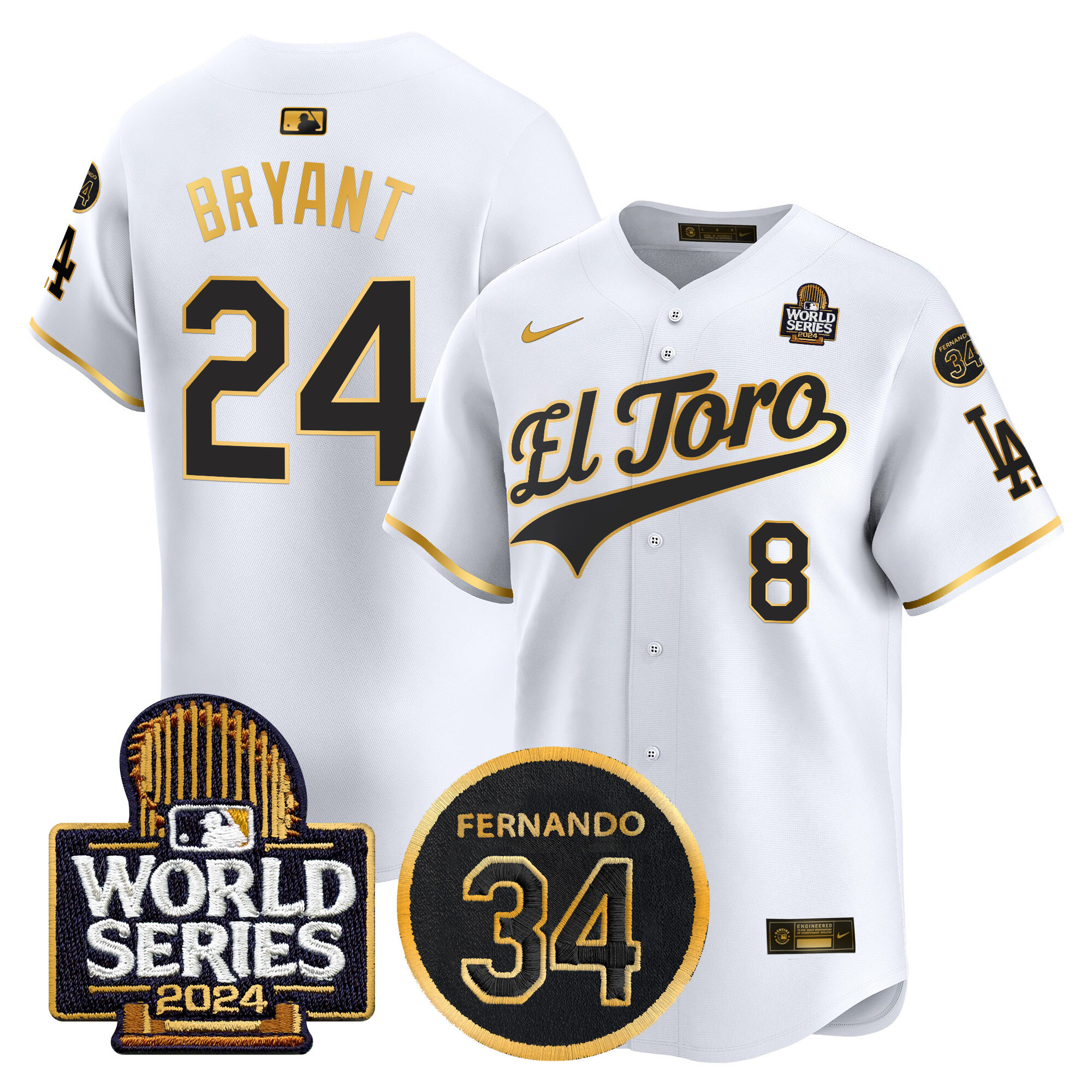 Men's Dodgers El Toro 2024 World Series Patch Vapor Premier Limited Jersey - All Stitched - Image 55