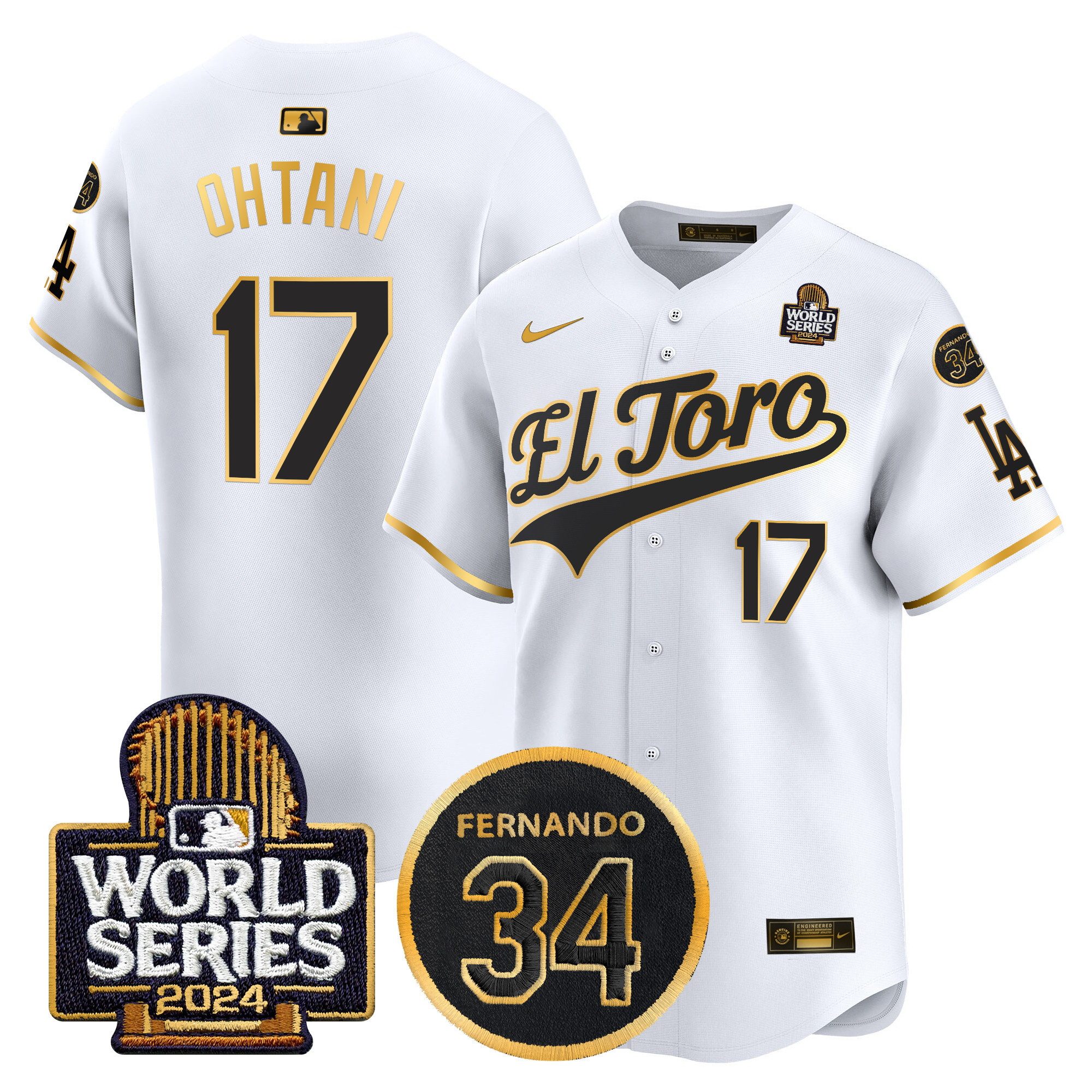 Men's Dodgers El Toro 2024 World Series Patch Vapor Premier Limited Jersey - All Stitched - Image 52