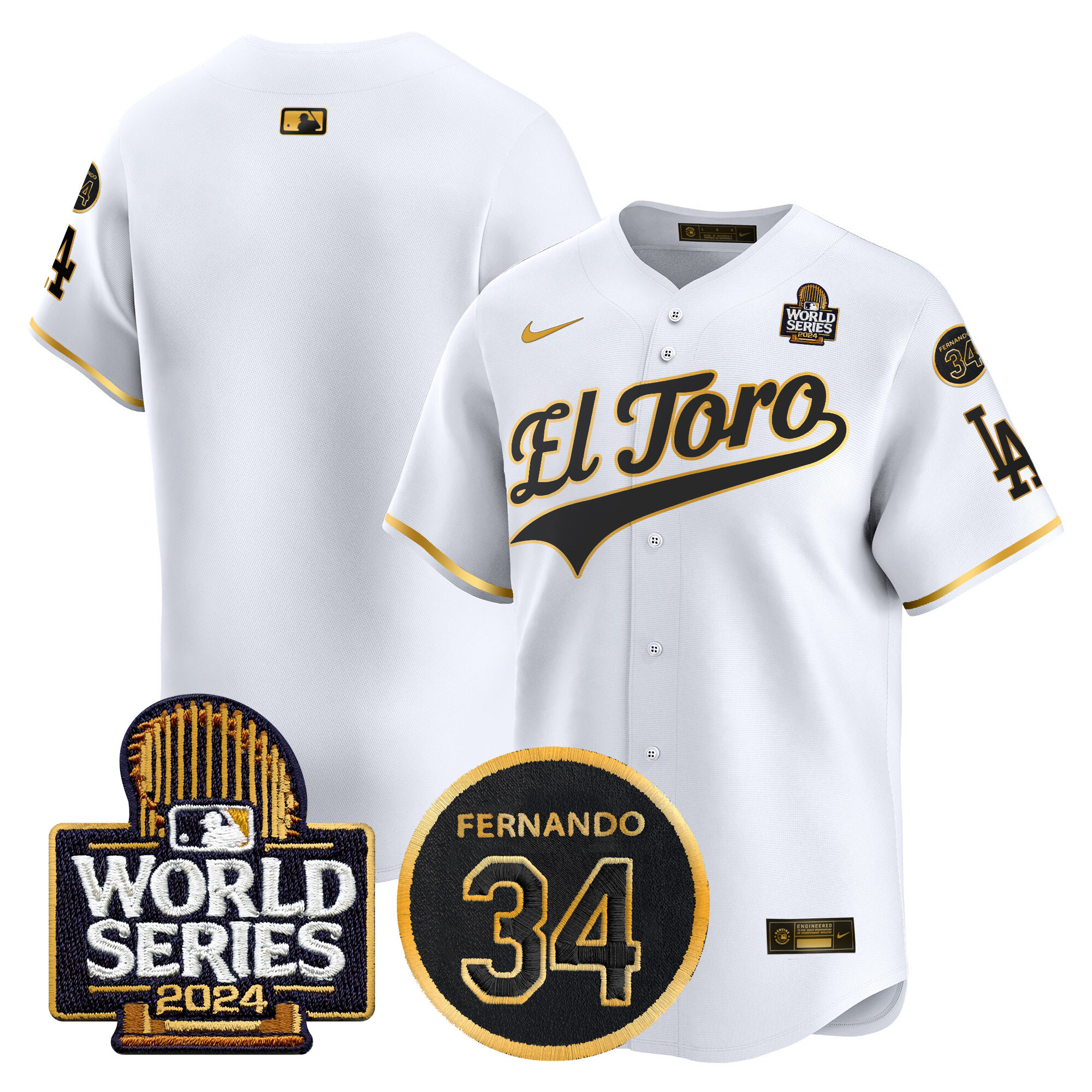 Men's Dodgers El Toro 2024 World Series Patch Vapor Premier Limited Jersey - All Stitched - Image 60