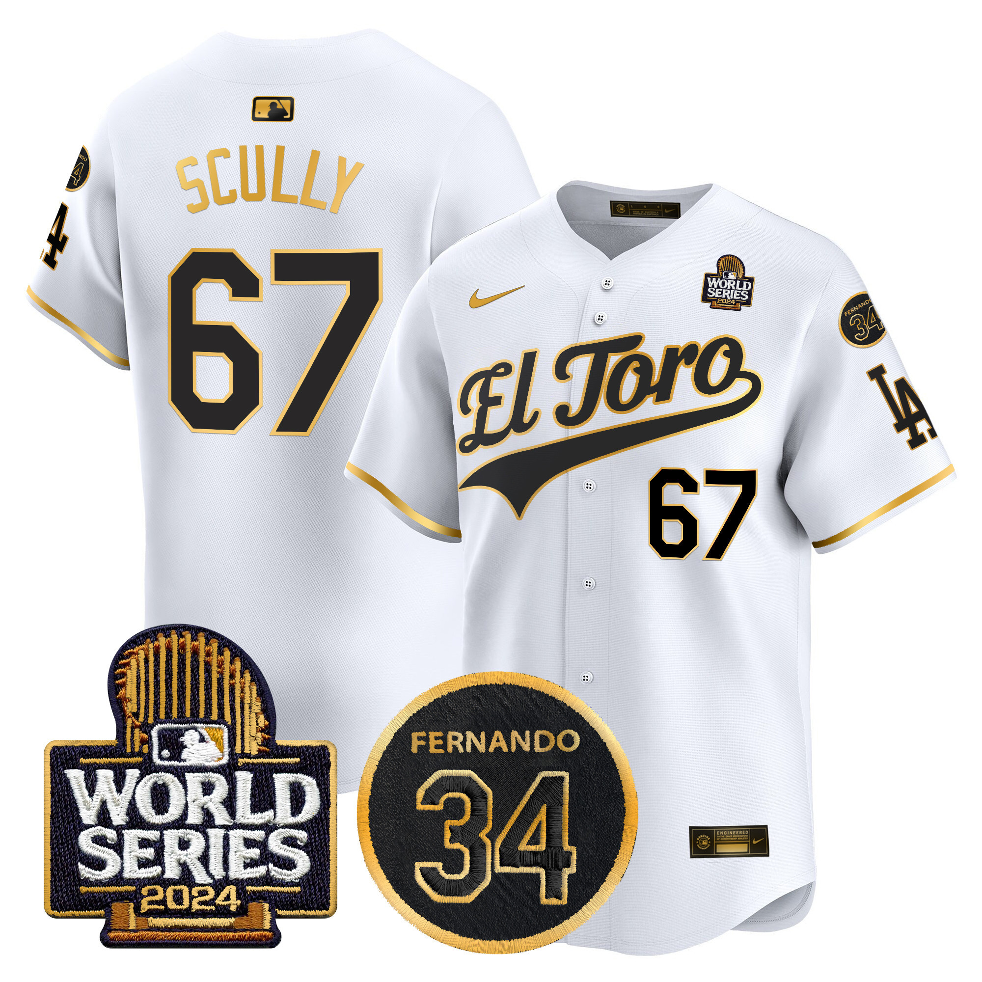 Men's Dodgers El Toro 2024 World Series Patch Vapor Premier Limited Jersey - All Stitched - Image 56