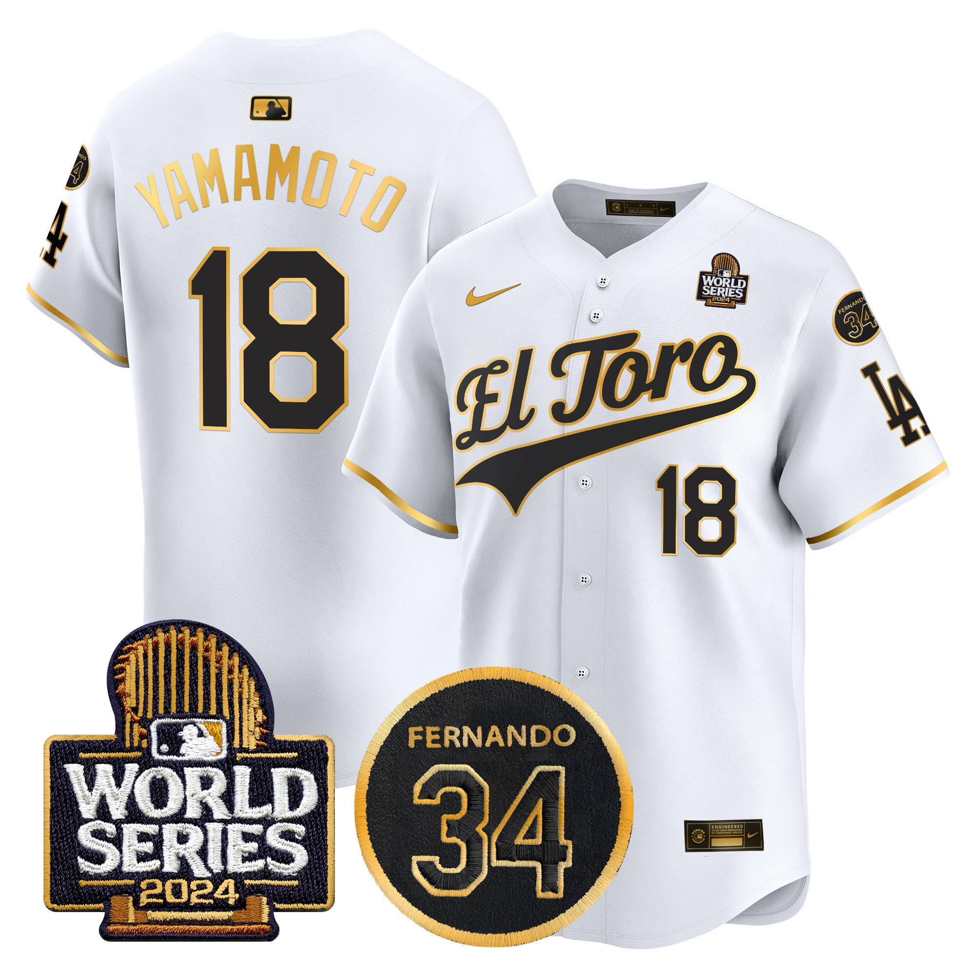 Men's Dodgers El Toro 2024 World Series Patch Vapor Premier Limited Jersey - All Stitched - Image 58