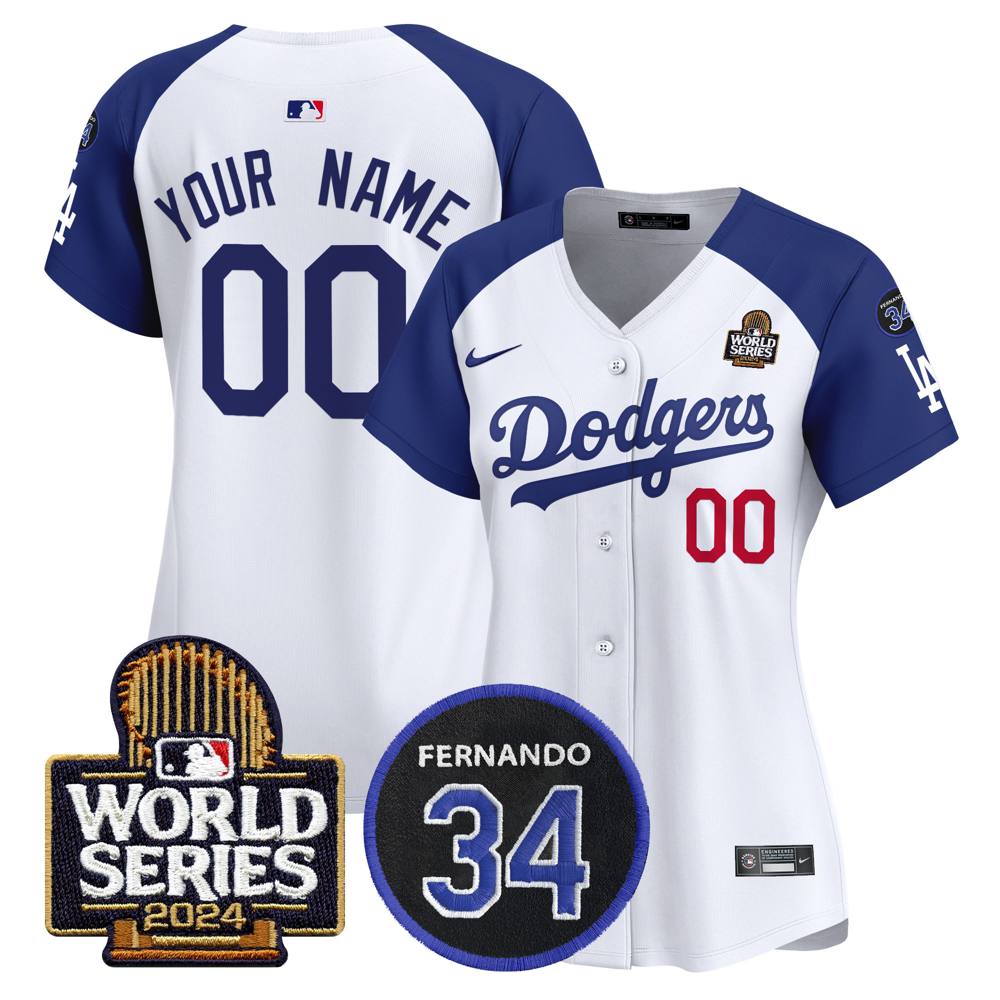 Dodgers Fernando Memorial & 2024 World Series Patch Vapor Premier Limited Custom Jersey V2 - All Stitched - Image 7