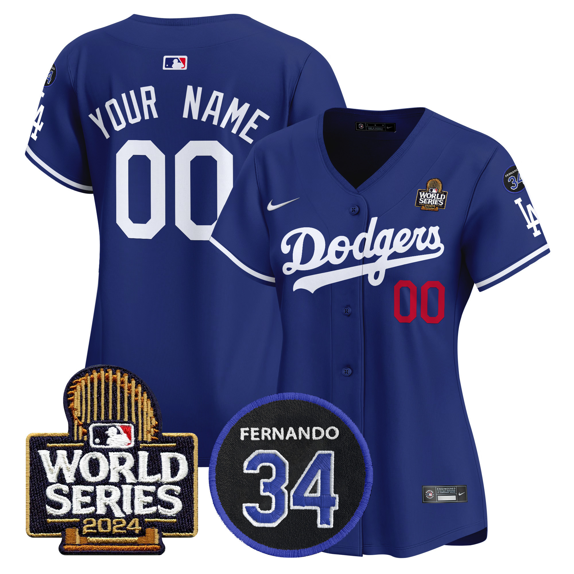 Dodgers Fernando Memorial & 2024 World Series Patch Vapor Premier Limited Custom Jersey V2 - All Stitched - Image 6