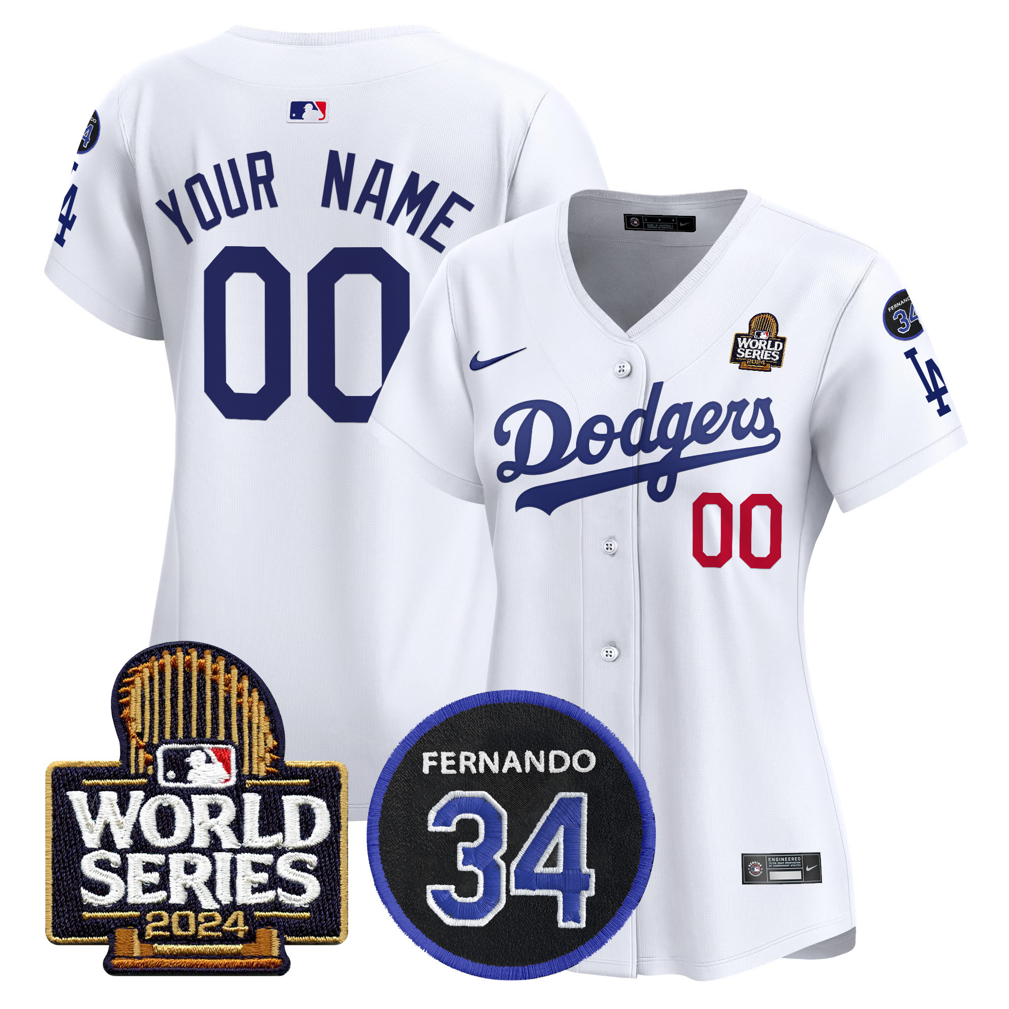 Dodgers Fernando Memorial & 2024 World Series Patch Vapor Premier Limited Custom Jersey V2 - All Stitched - Image 5