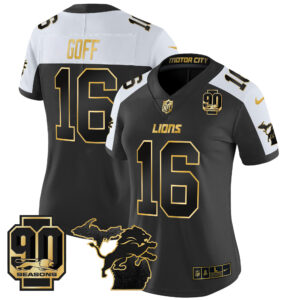 Women's Detroit Lions 2024 Michigan & 90th Year Patch Gold Vapor Limited Jersey - All Stitched