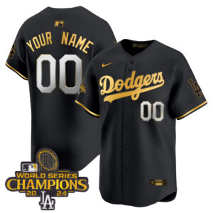 Dodgers 2024 World Series Champions Gold Trim Vapor Premier Limited Custom Jersey - All Stitched