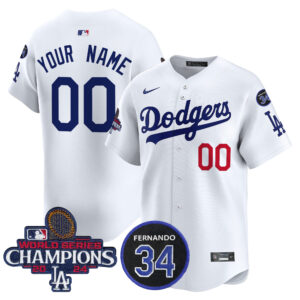 Dodgers 2024 World Series Champions Patch Vapor Premier Limited Custom Jersey V2 - All Stitched