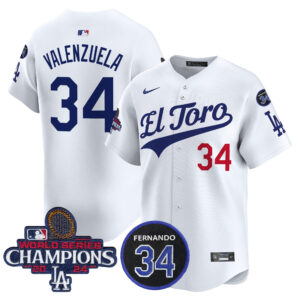 Men's Dodgers El Toro 2024 World Series Champions Patch Vapor Premier Limited Jersey - All Stitched