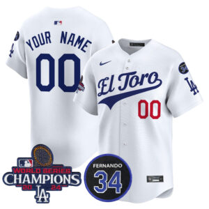 Dodgers El Toro 2024 World Series Champions Patch Vapor Premier Limited Custom Jersey - All Stitched