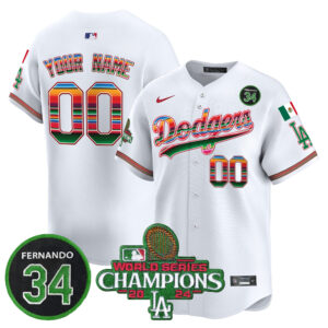 Dodgers Mexico 2024 World Series Champions Vapor Premier Limited Custom Jersey V2 - All Stitched