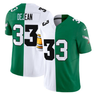 Cooper DeJean #33 Philadelphia Eagles Mix Iowa Hawkeyes Split Jersey - All Stitched