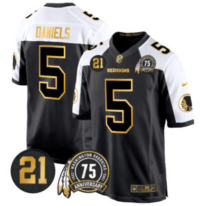 Men's Washington Redskins 75th & Sean Taylor Patch Gold Game Jersey - All Stitched