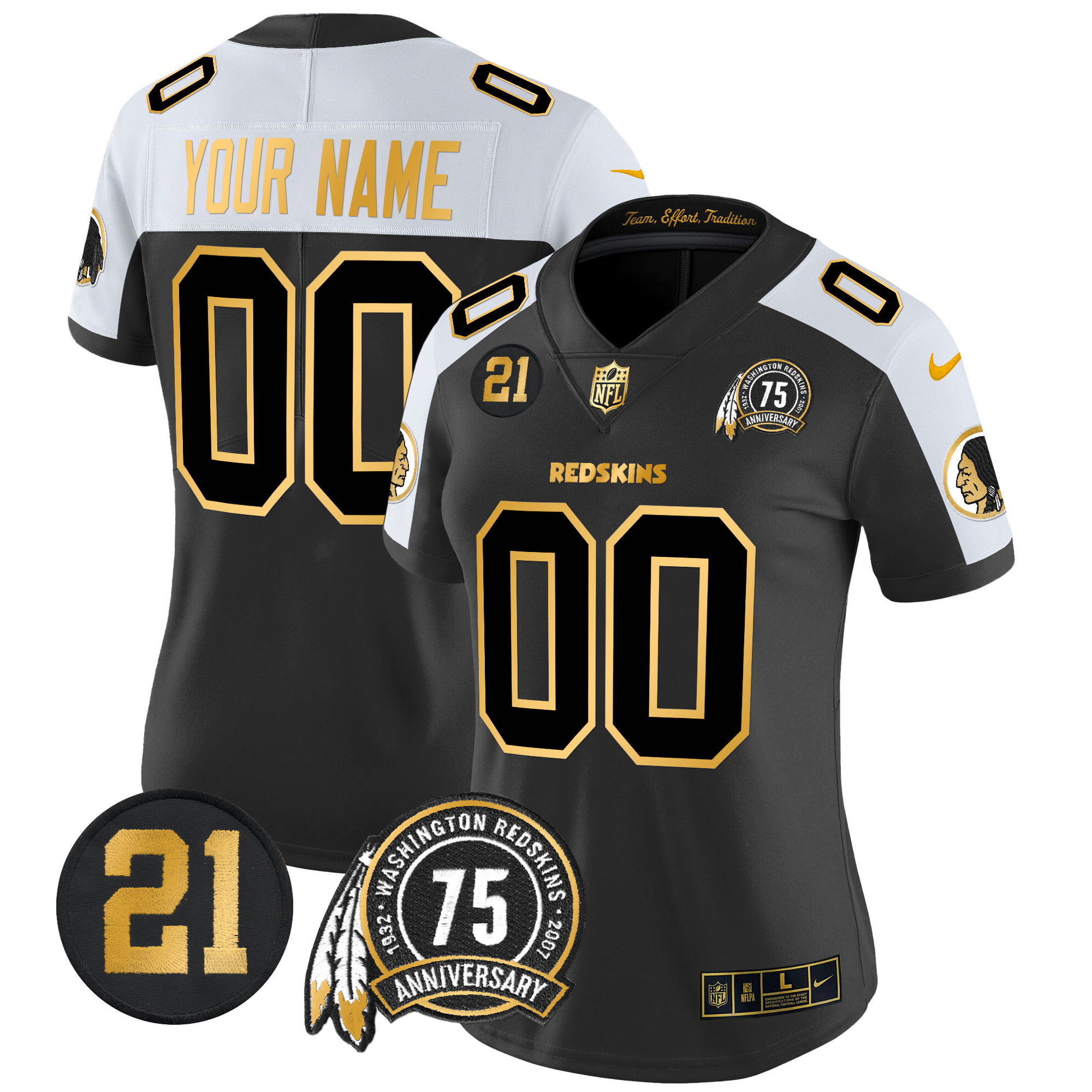 Washington Redskins 75th & Sean Taylor Patch Gold Vapor Limited Custom Jersey - All Stitched - Image 5