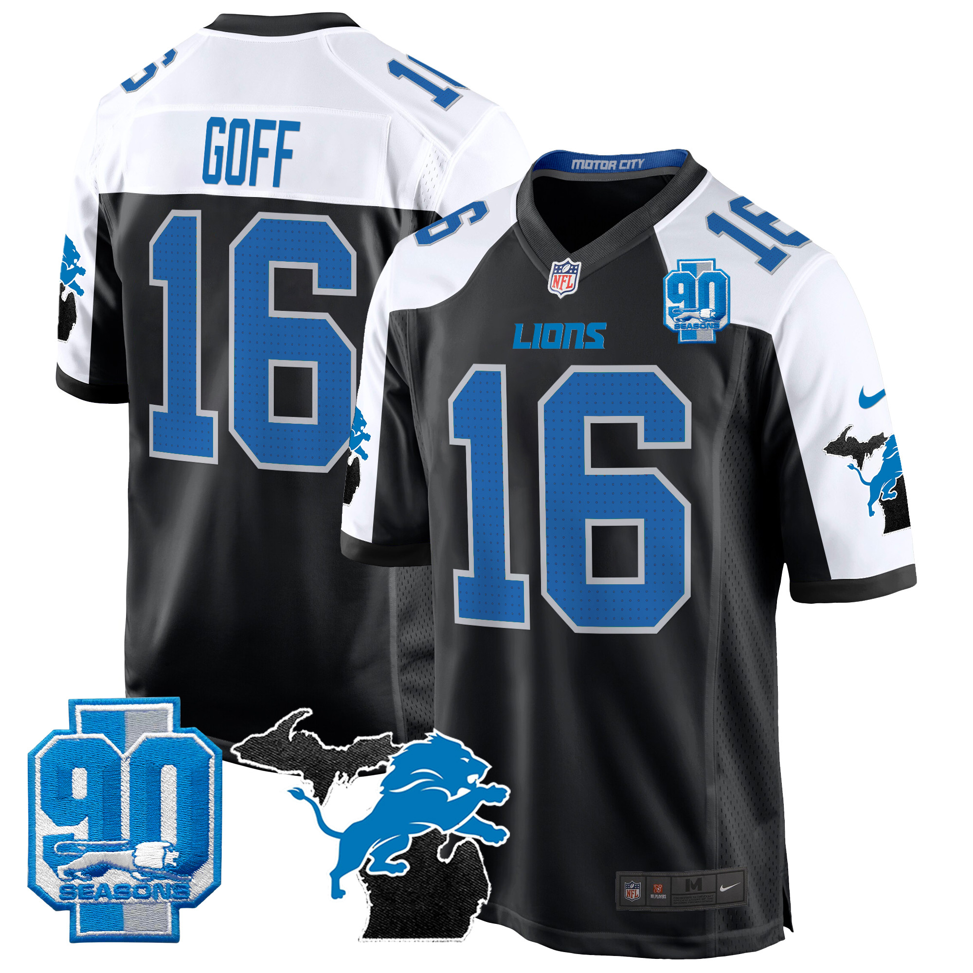 Men's Detroit Lions 2024 Michigan & 90th Year Patch Game Jersey - All Stitched - Image 2