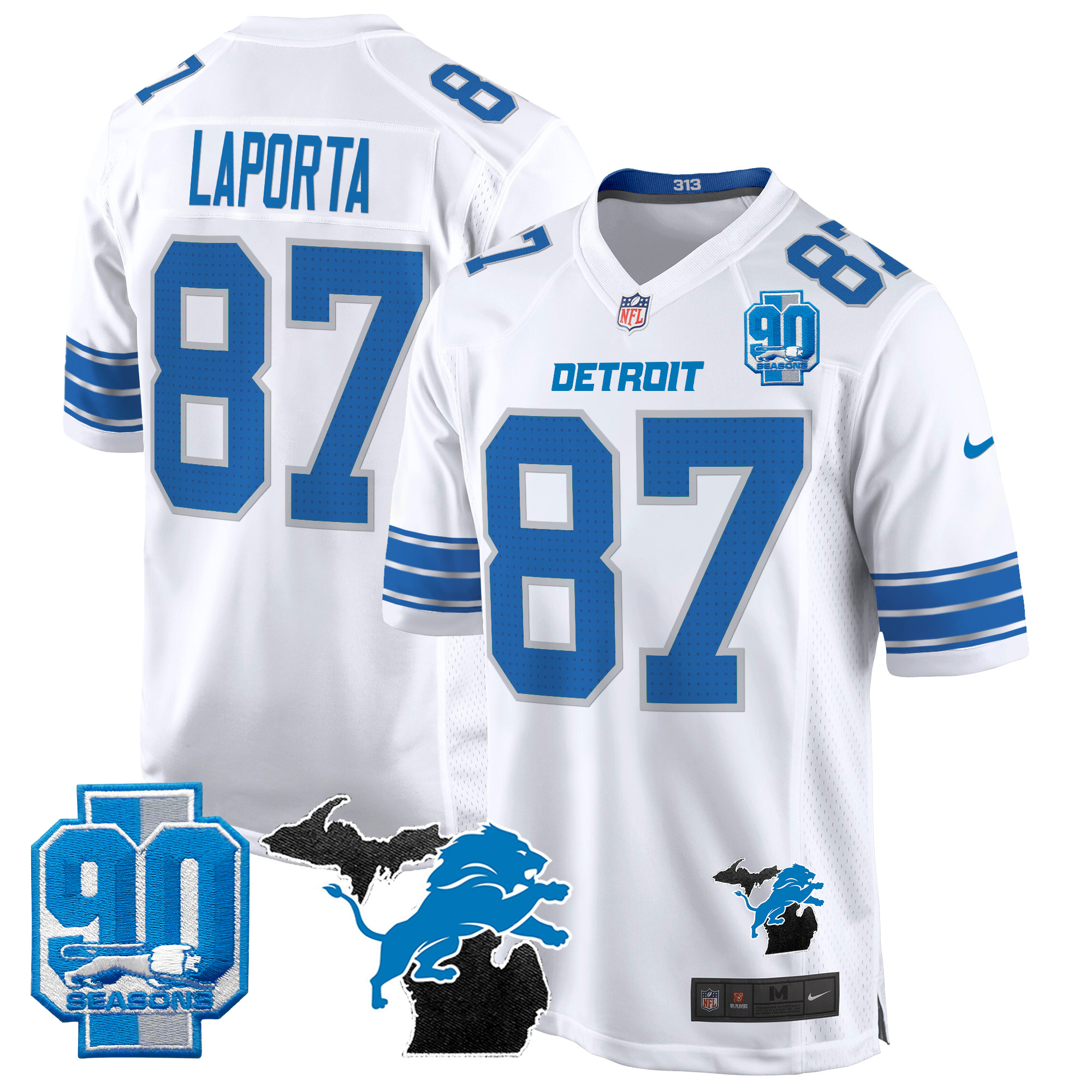 Men's Detroit Lions 2024 Michigan & 90th Year Patch Game Jersey - All Stitched - Image 20