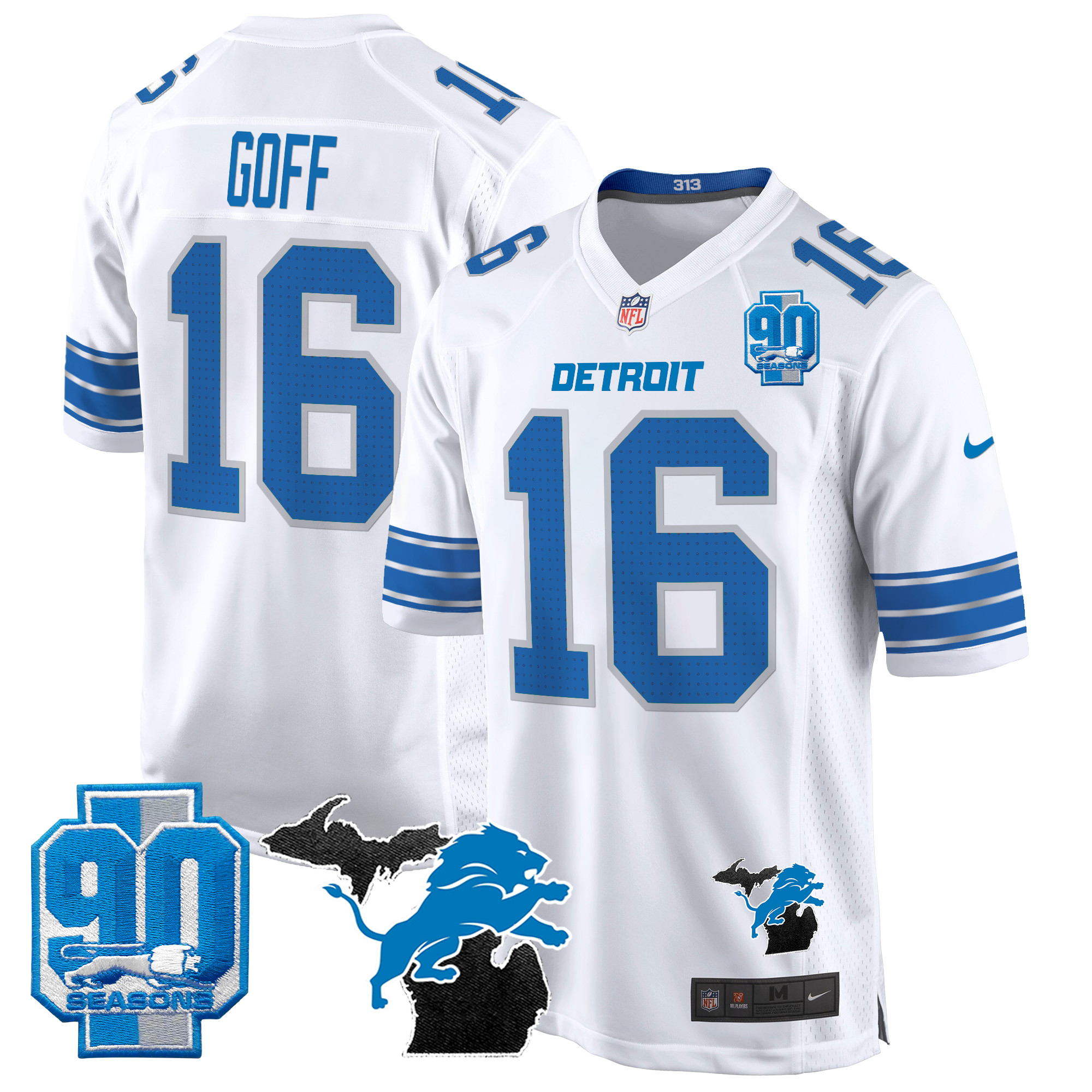 Men's Detroit Lions 2024 Michigan & 90th Year Patch Game Jersey - All Stitched - Image 16