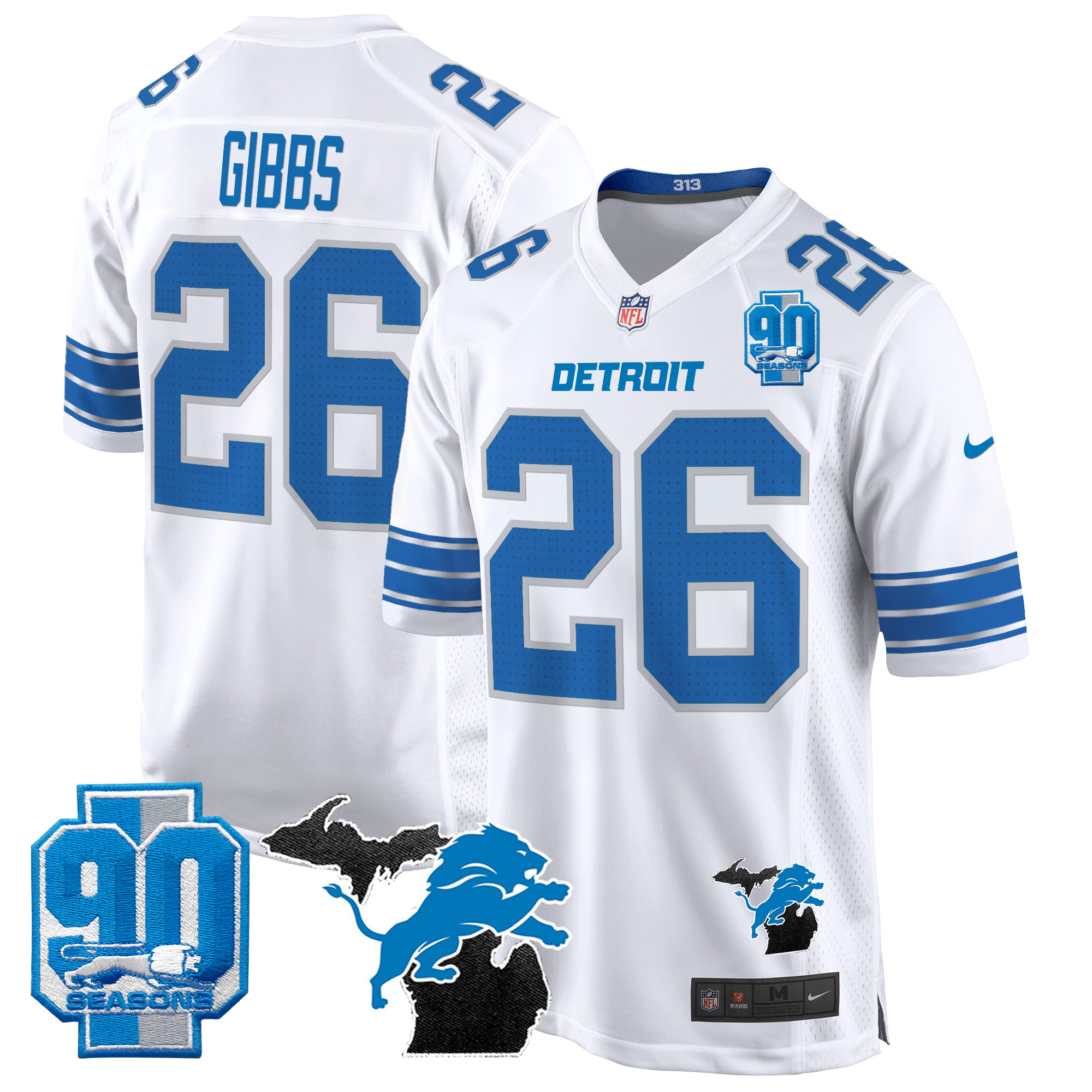 Men's Detroit Lions 2024 Michigan & 90th Year Patch Game Jersey - All Stitched - Image 21