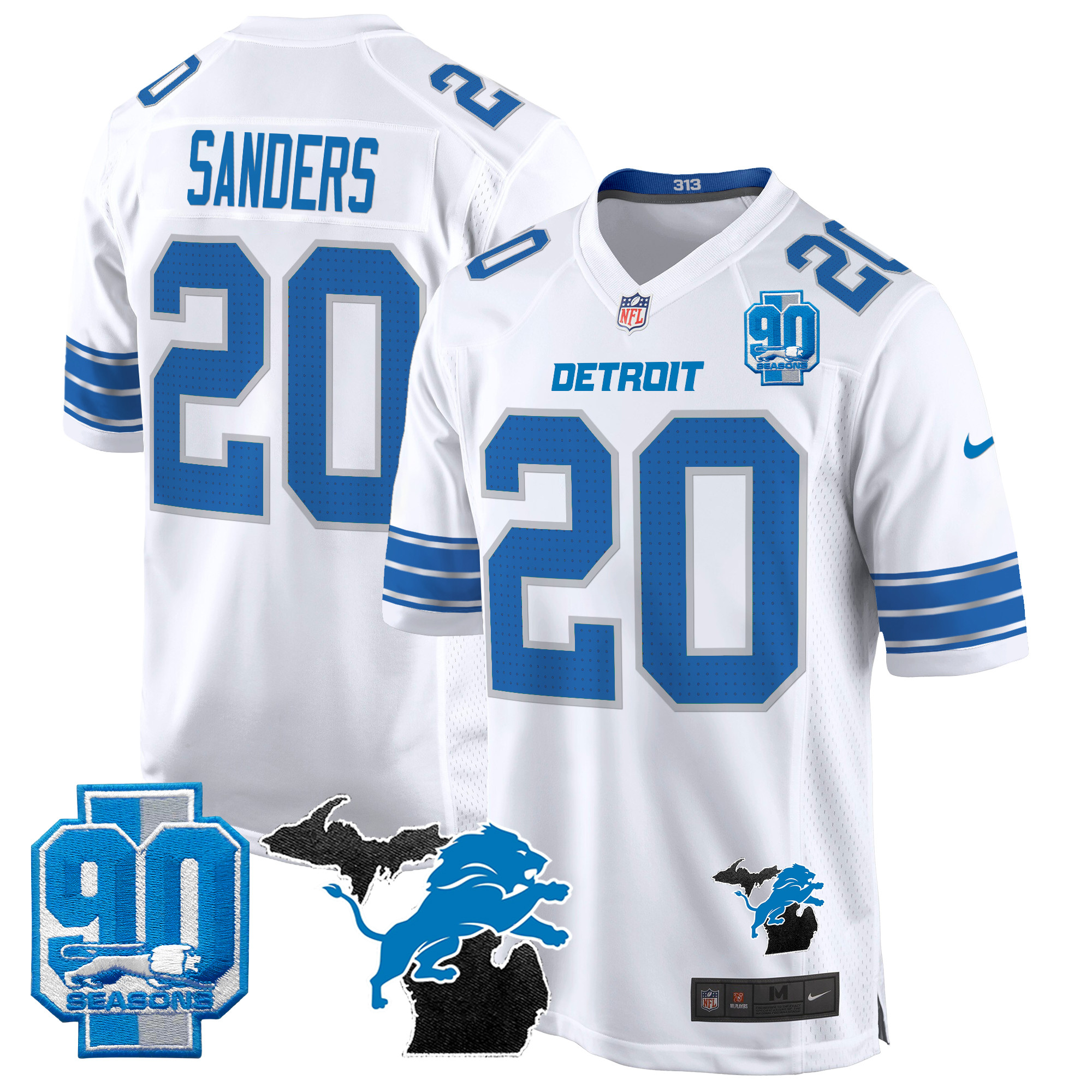 Men's Detroit Lions 2024 Michigan & 90th Year Patch Game Jersey - All Stitched - Image 19