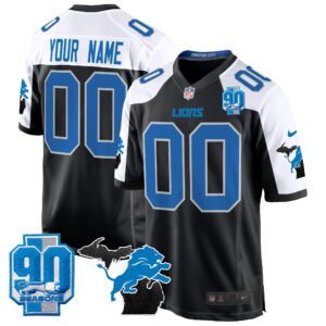 Detroit Lions 2024 Michigan & 90th Year Patch Game Custom Jersey - All Stitched