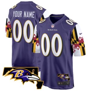 Ravens Maryland Flag Game Custom Jersey - All Stitched