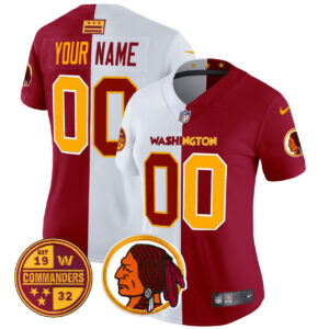 Women's Washington Half Redskins & Commanders Vapor Limited Custom Jersey - All Stitched
