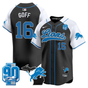 Men's Detroit Lions 2024 Michigan & 90th Season Patch Baseball Jersey - All Stitched