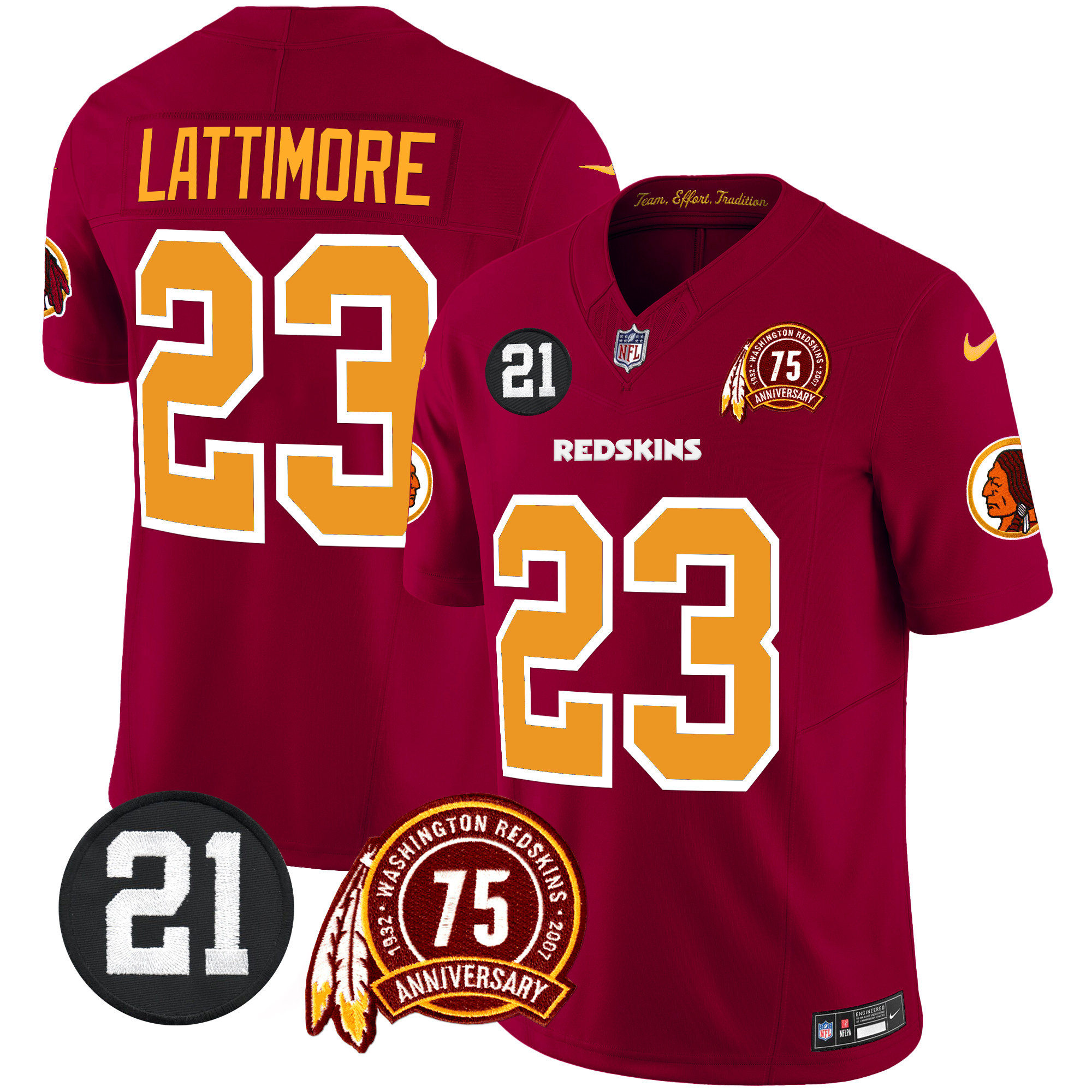 Men's Washington Redskins 75th & Sean Taylor Patch Vapor Limited Jersey - All Stitched - Image 8