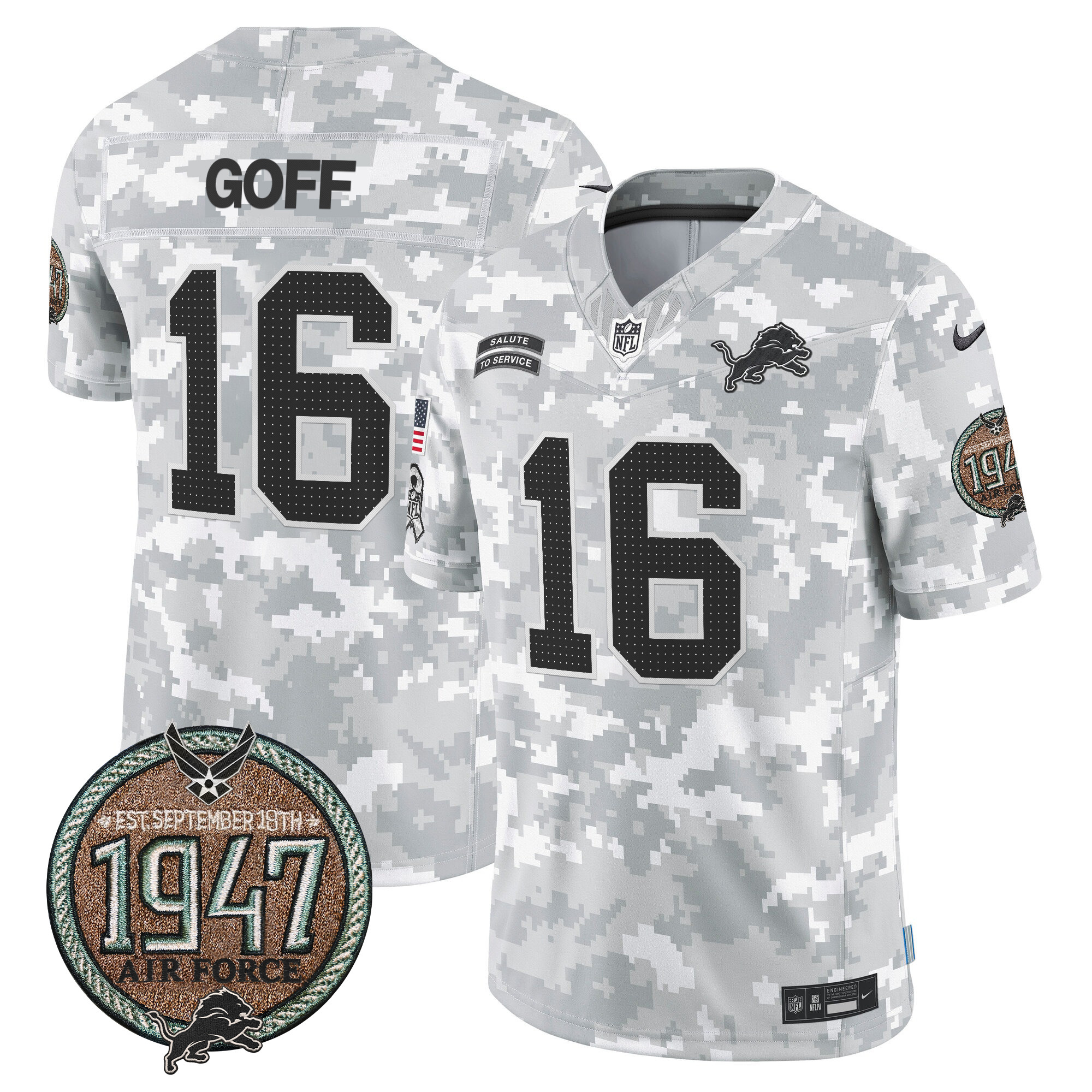 Men's Detroit Lions 2024 Salute to Service Establishment Year Patch Vapor Limited Jersey - All Stitched - Image 25