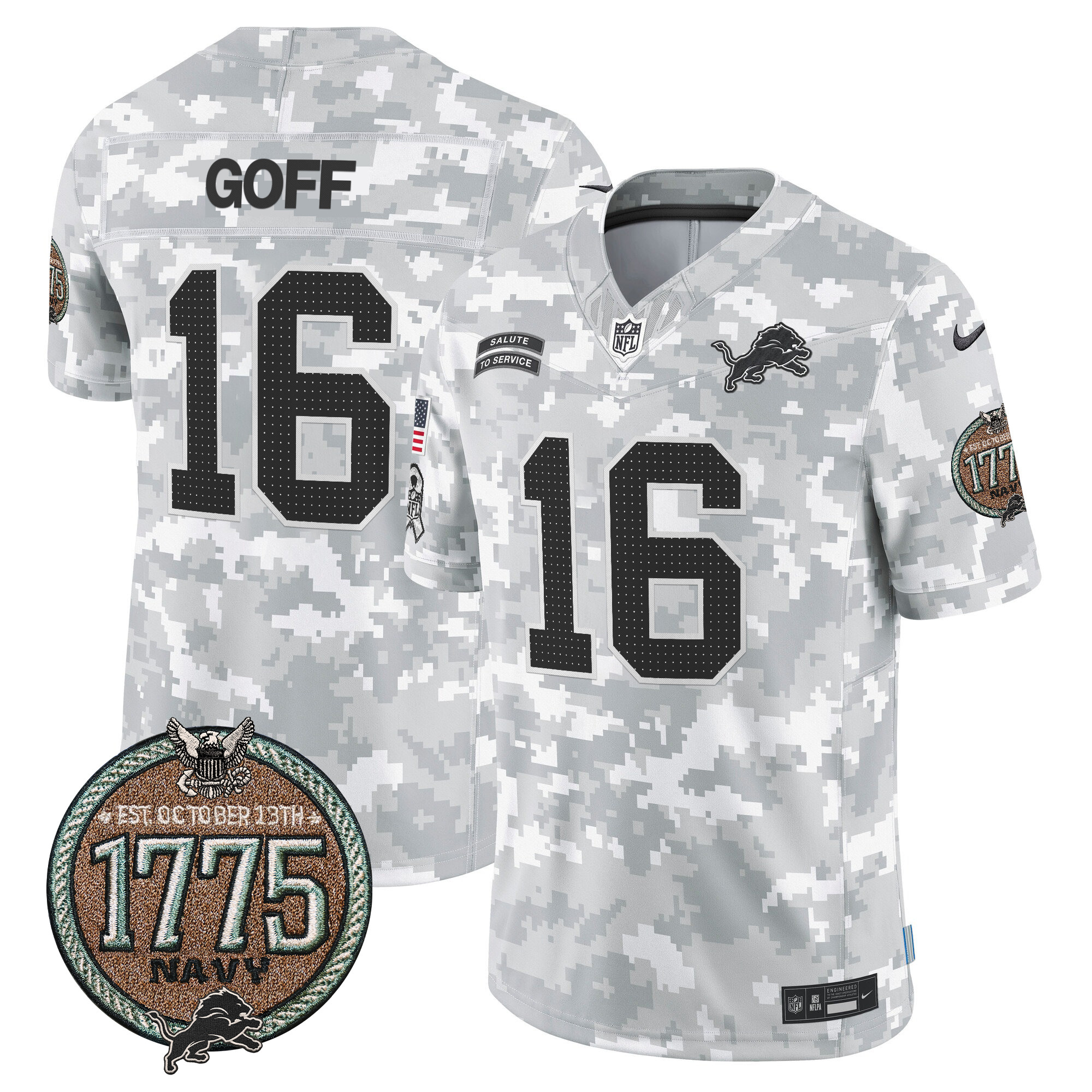 Men's Detroit Lions 2024 Salute to Service Establishment Year Patch Vapor Limited Jersey - All Stitched - Image 17