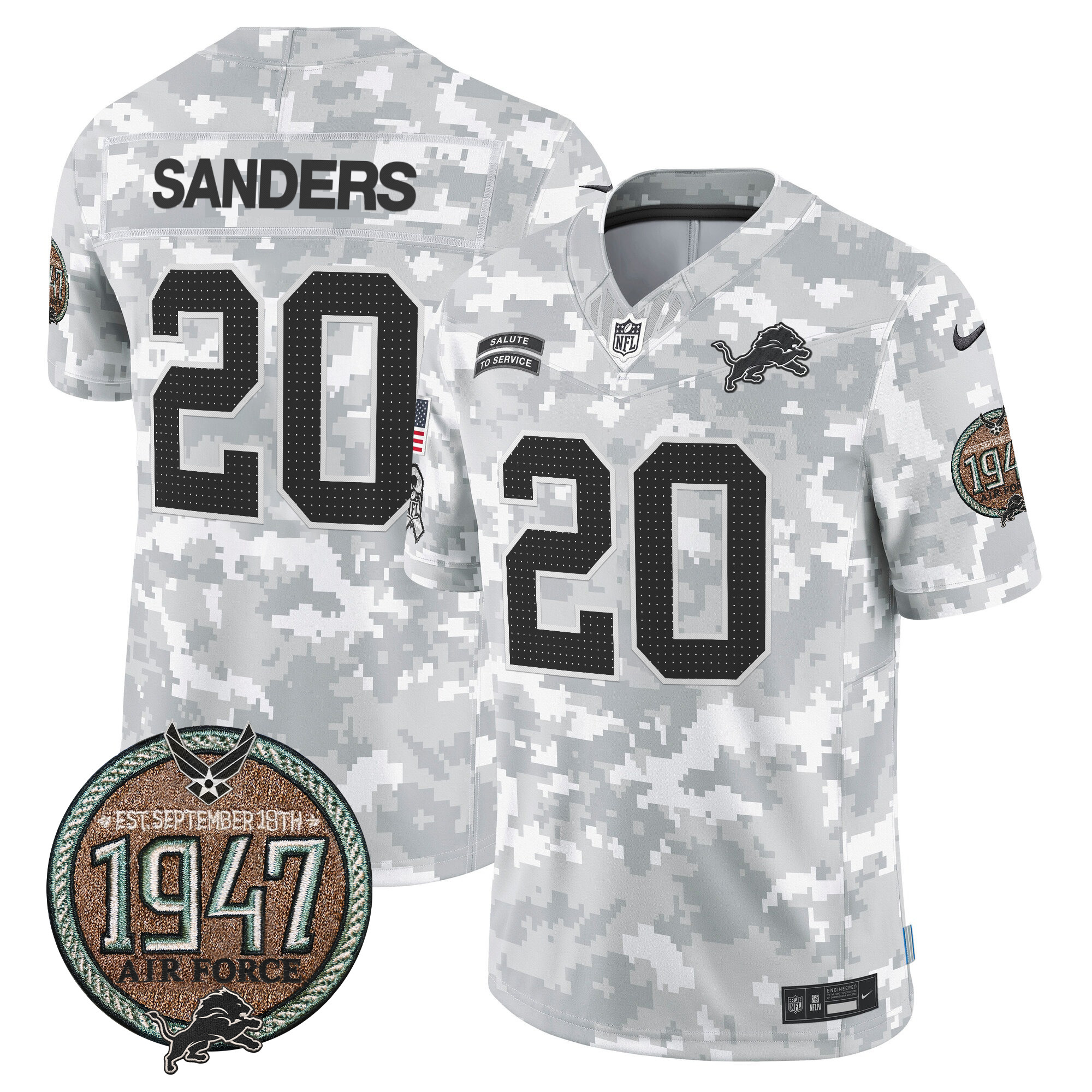Men's Detroit Lions 2024 Salute to Service Establishment Year Patch Vapor Limited Jersey - All Stitched - Image 29