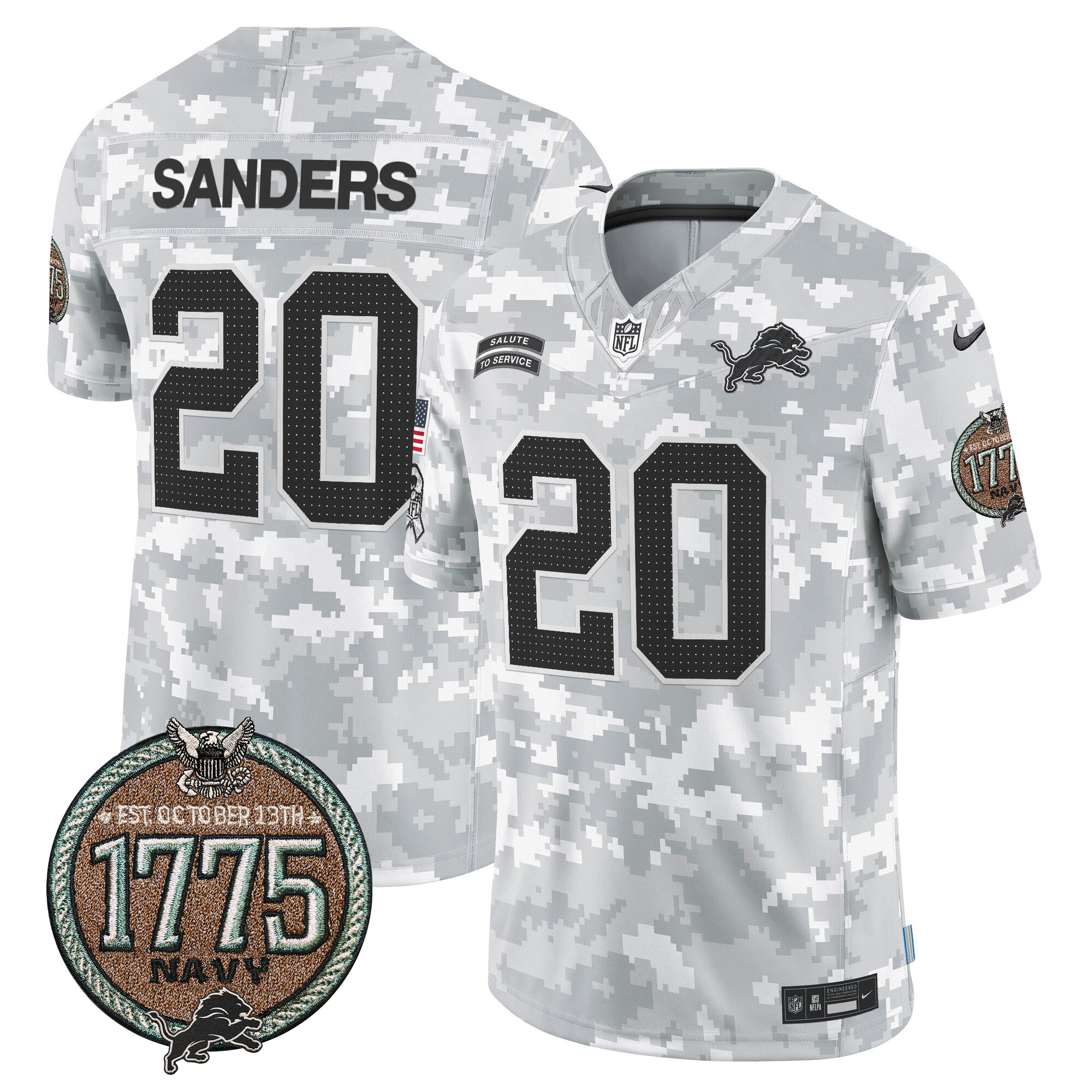 Men's Detroit Lions 2024 Salute to Service Establishment Year Patch Vapor Limited Jersey - All Stitched - Image 21