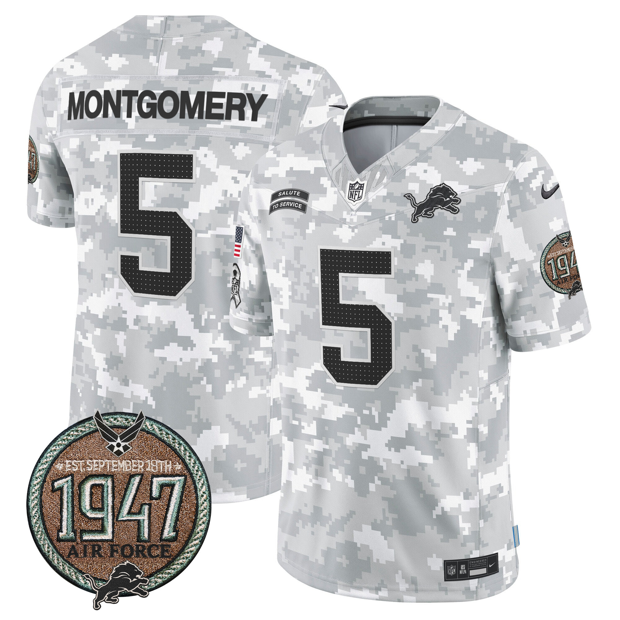 Men's Detroit Lions 2024 Salute to Service Establishment Year Patch Vapor Limited Jersey - All Stitched - Image 28