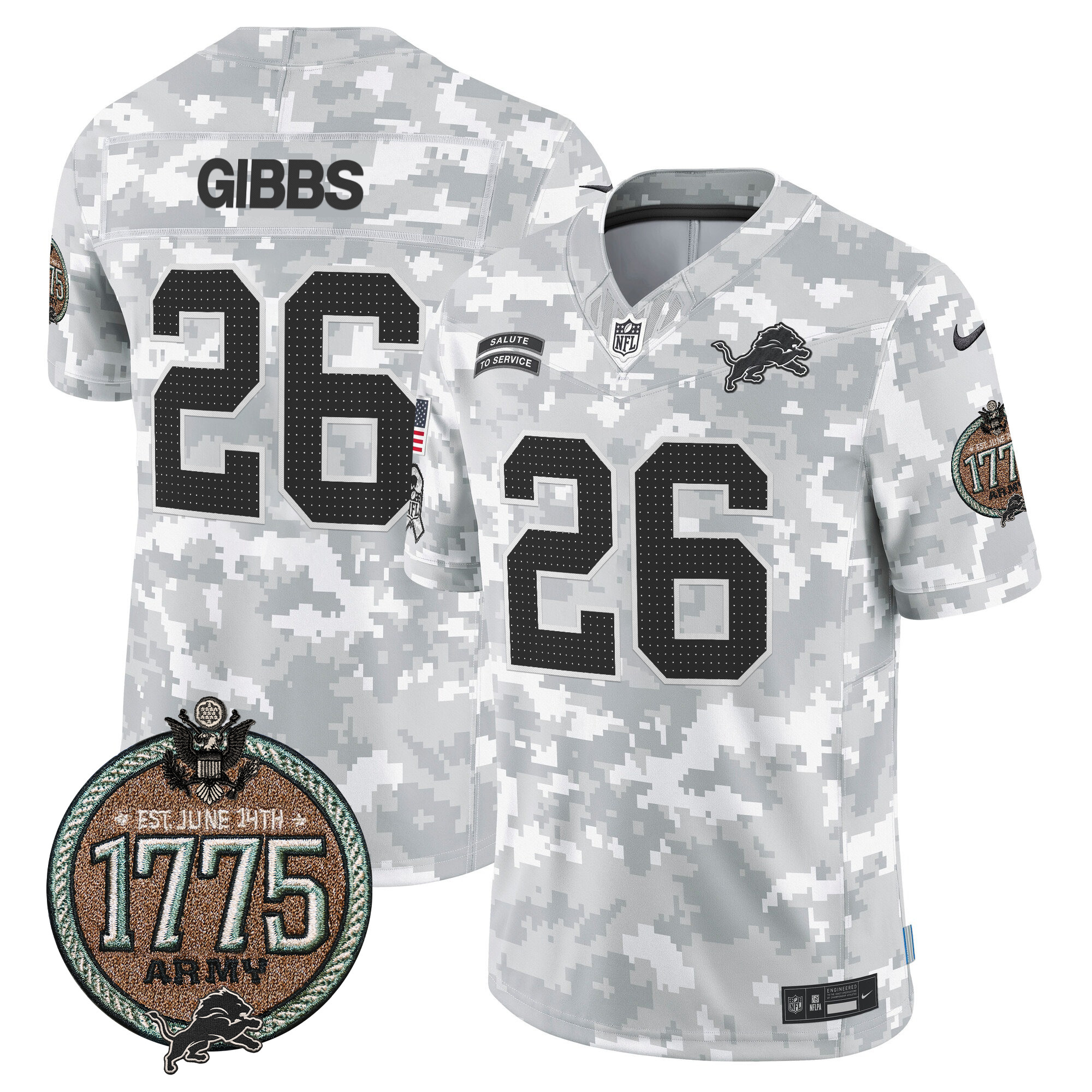 Men's Detroit Lions 2024 Salute to Service Establishment Year Patch Vapor Limited Jersey - All Stitched - Image 15