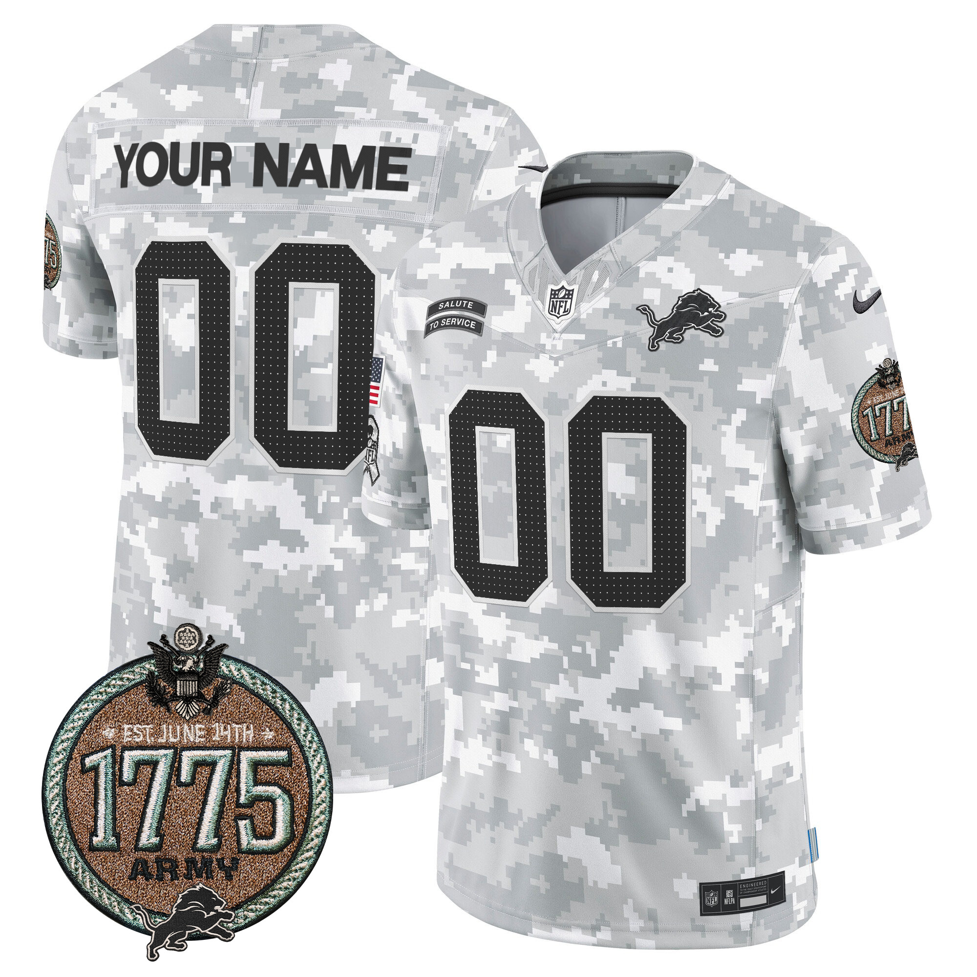 Detroit Lions 2024 Salute to Service Establishment Year Patch Vapor Limited Custom Jersey - All Stitched - Image 2