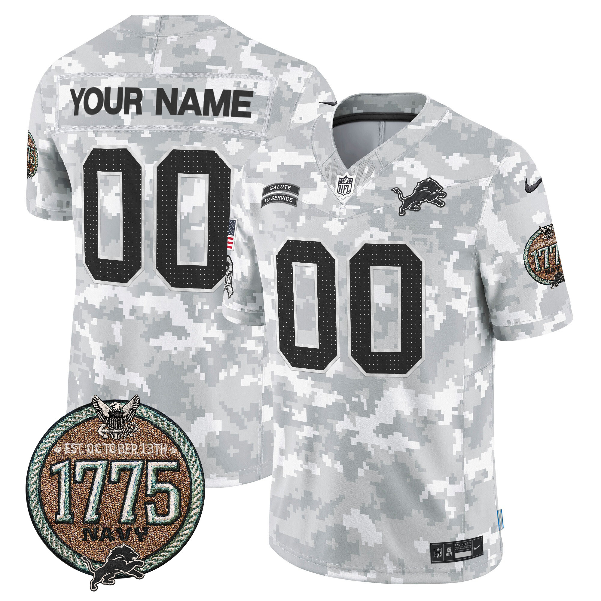 Detroit Lions 2024 Salute to Service Establishment Year Patch Vapor Limited Custom Jersey - All Stitched - Image 3